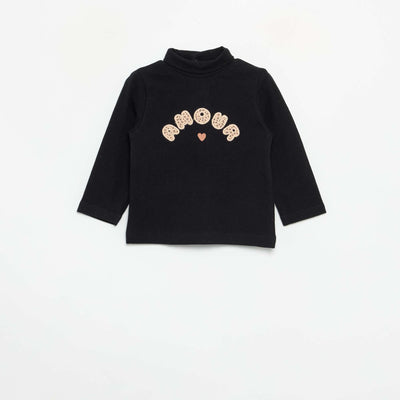 Turtleneck top with playful bow BLACK