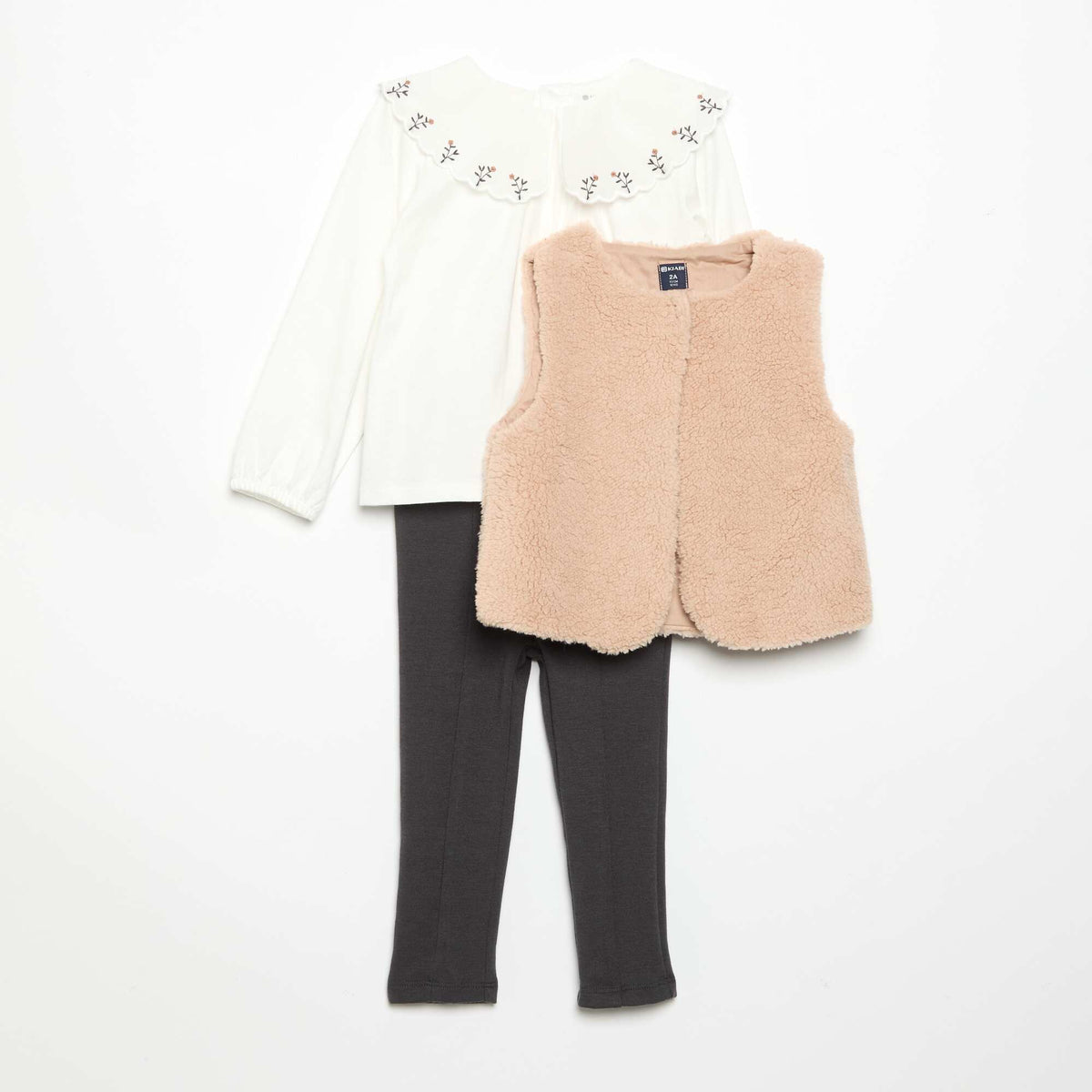3-piece set - Sleeveless Vest + T-shirt + Pants WHITE