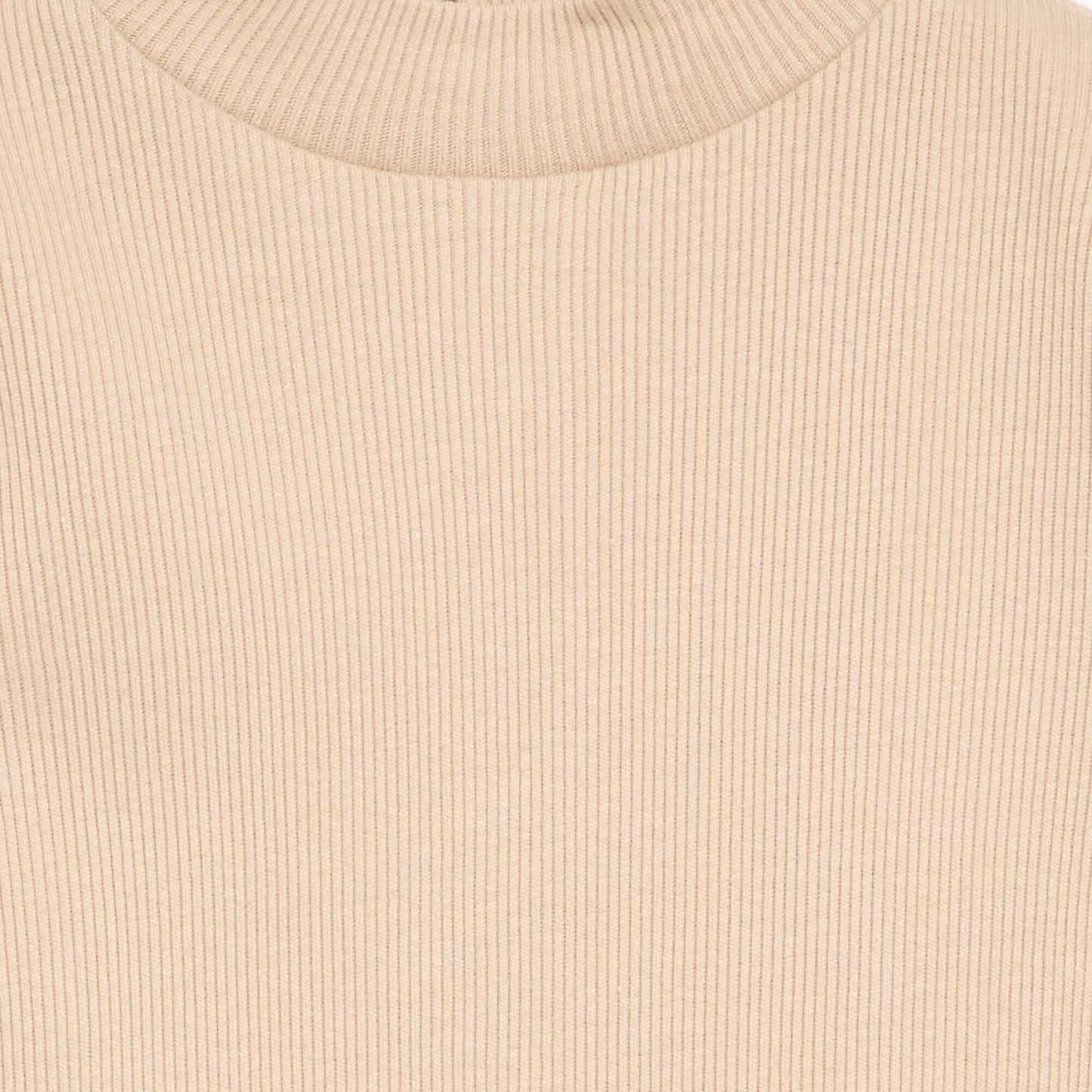 Ribbed knit roll-neck top BEIGE