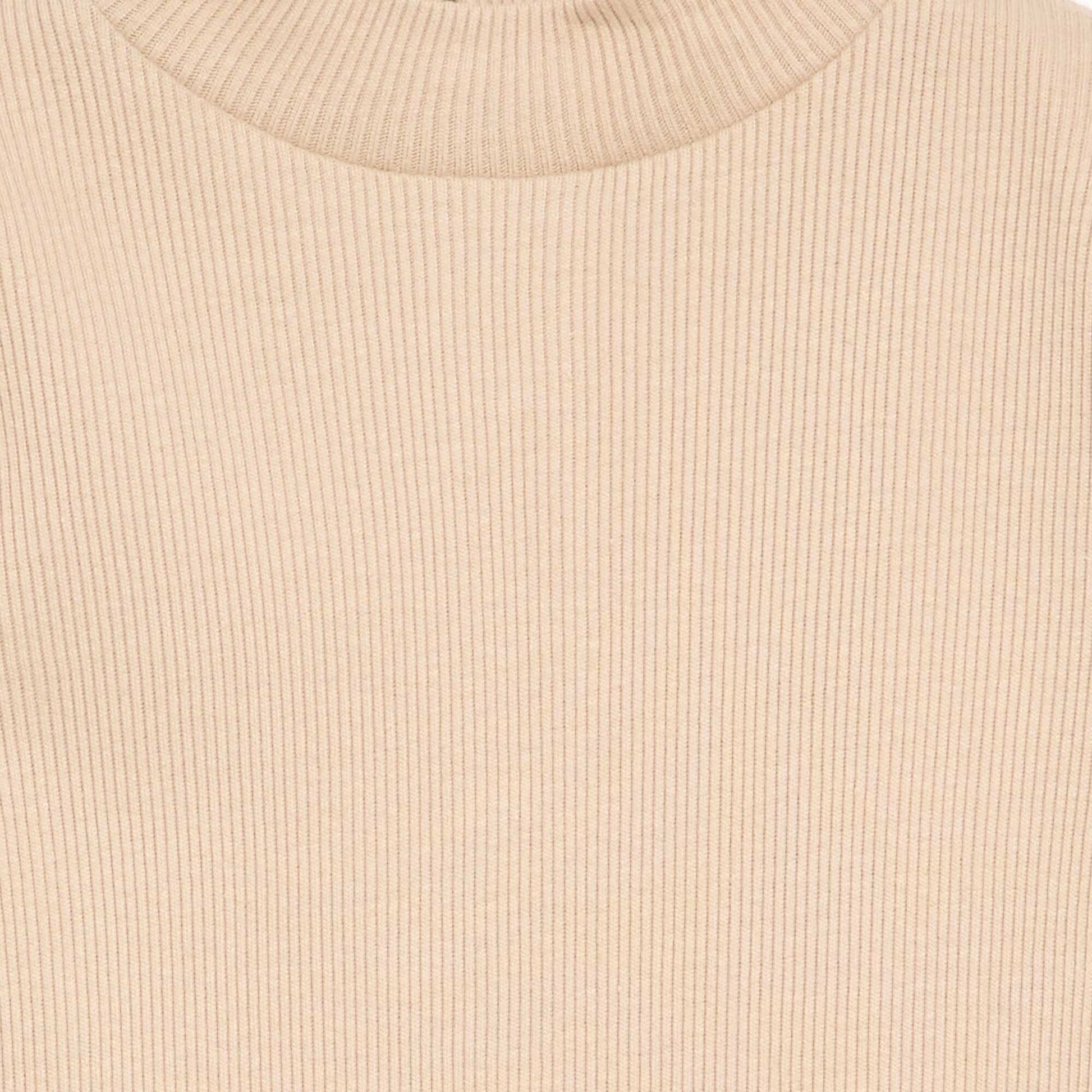Ribbed knit roll-neck top BEIGE