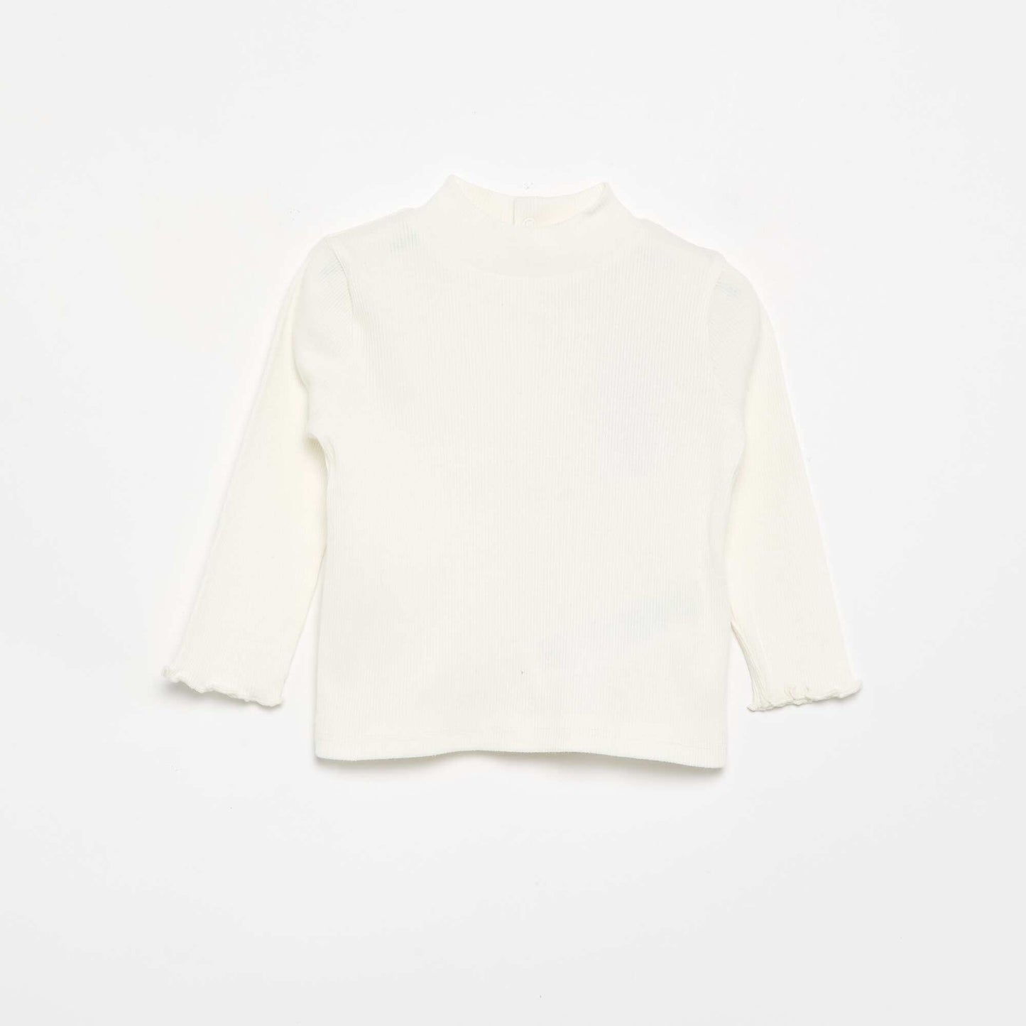 Ribbed knit roll-neck top WHITE