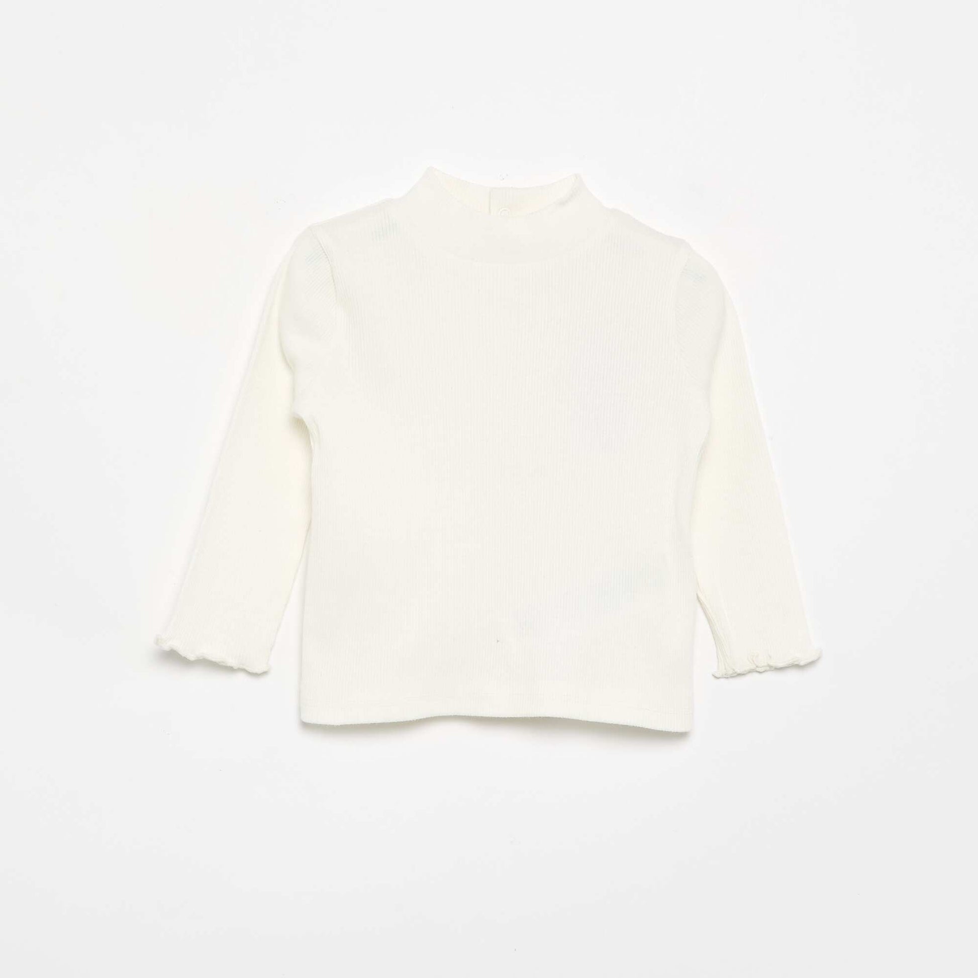 Ribbed knit roll-neck top WHITE
