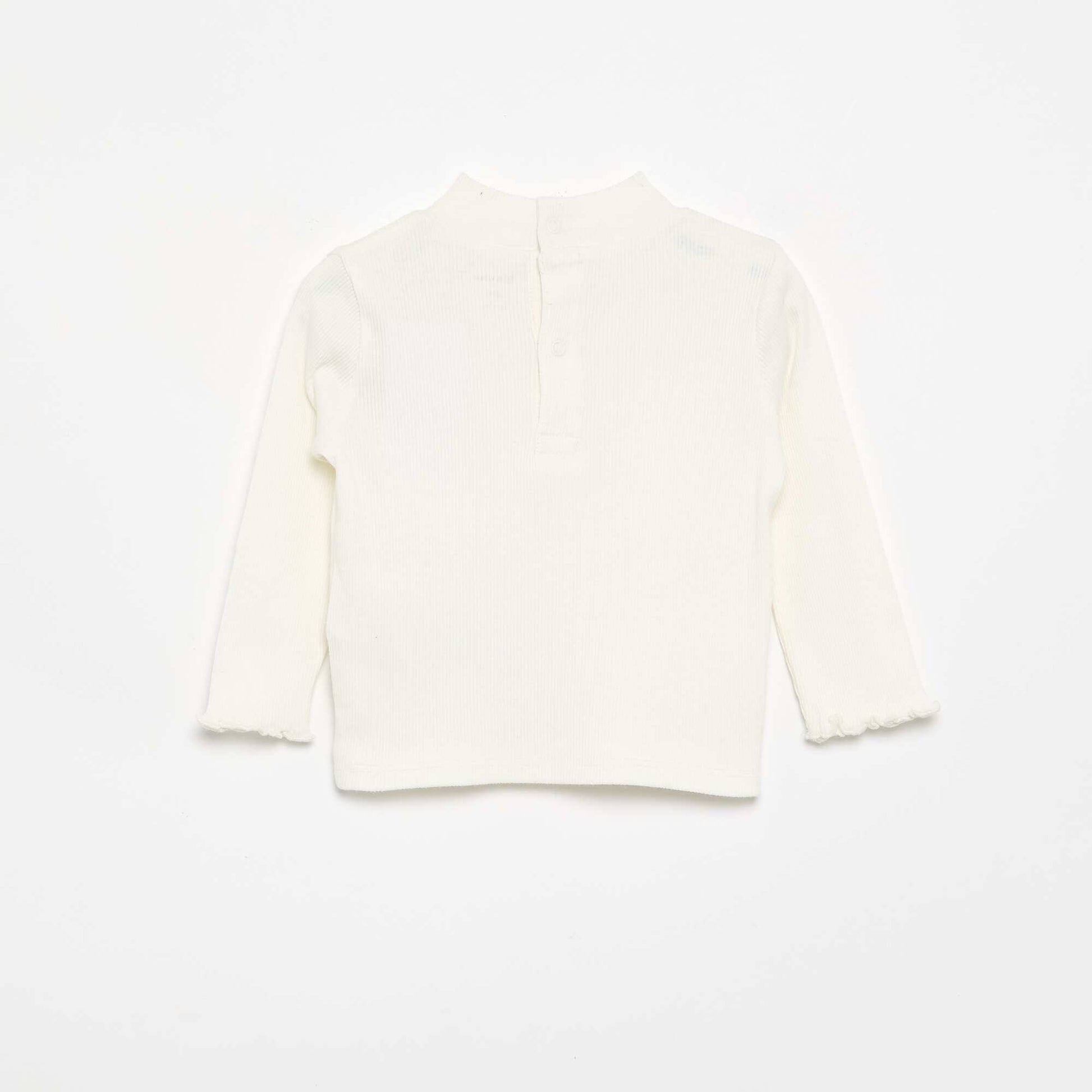 Ribbed knit roll-neck top WHITE