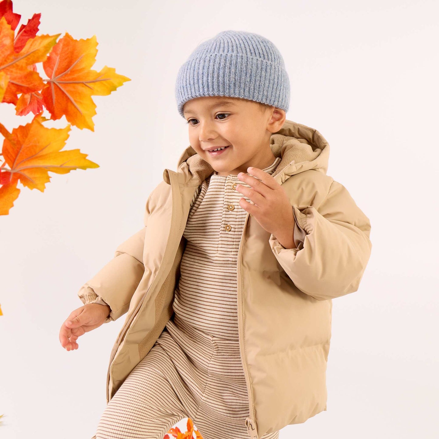 Hooded Padded Puffer Jacket BEIGE