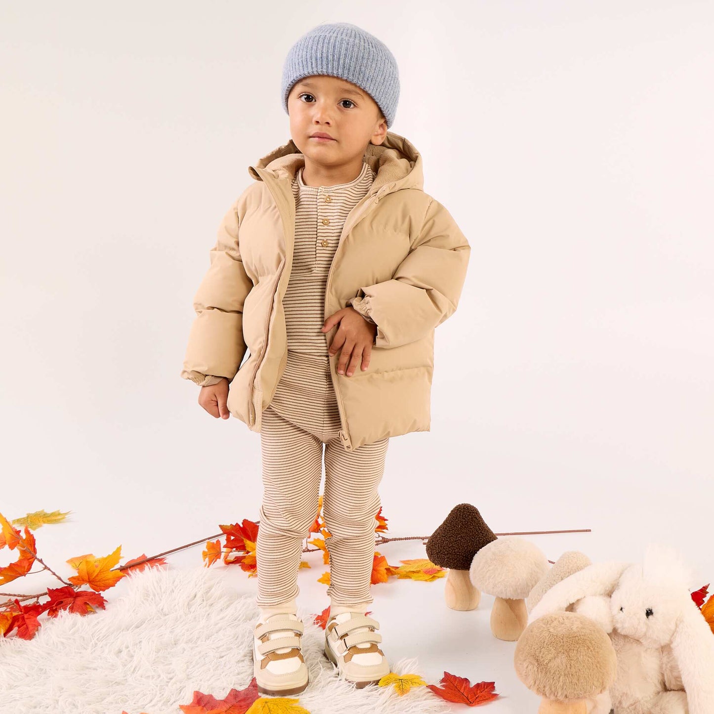 Hooded Padded Puffer Jacket BEIGE
