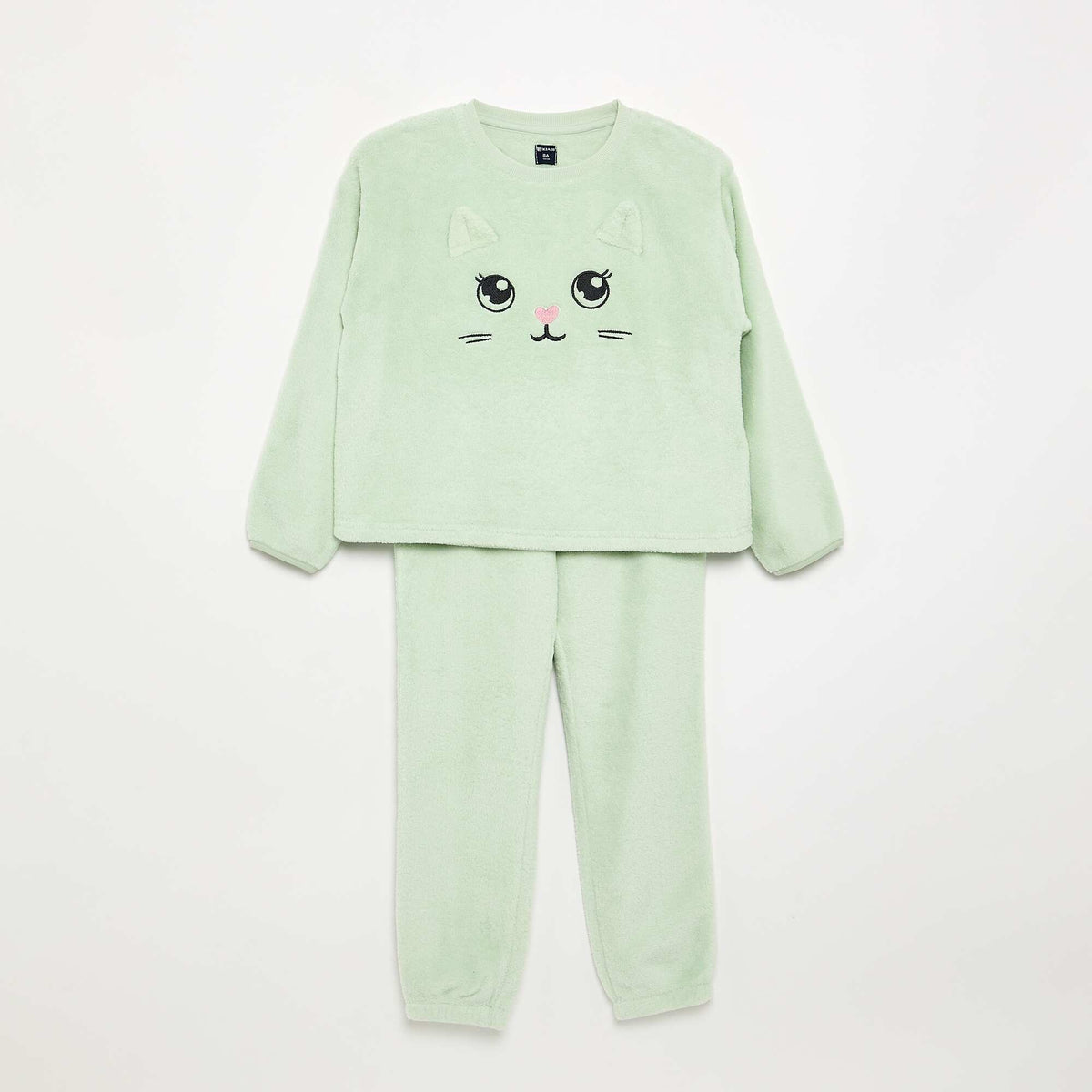Cozy Coral Fleece Pajama Set - Sweatshirt & Pants GREEN