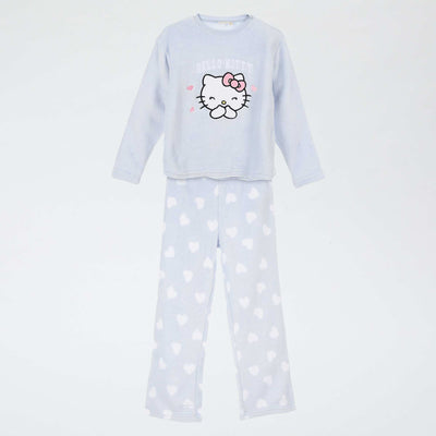 Warm 'Hello Kitty' Fleece Pajamas BLUE