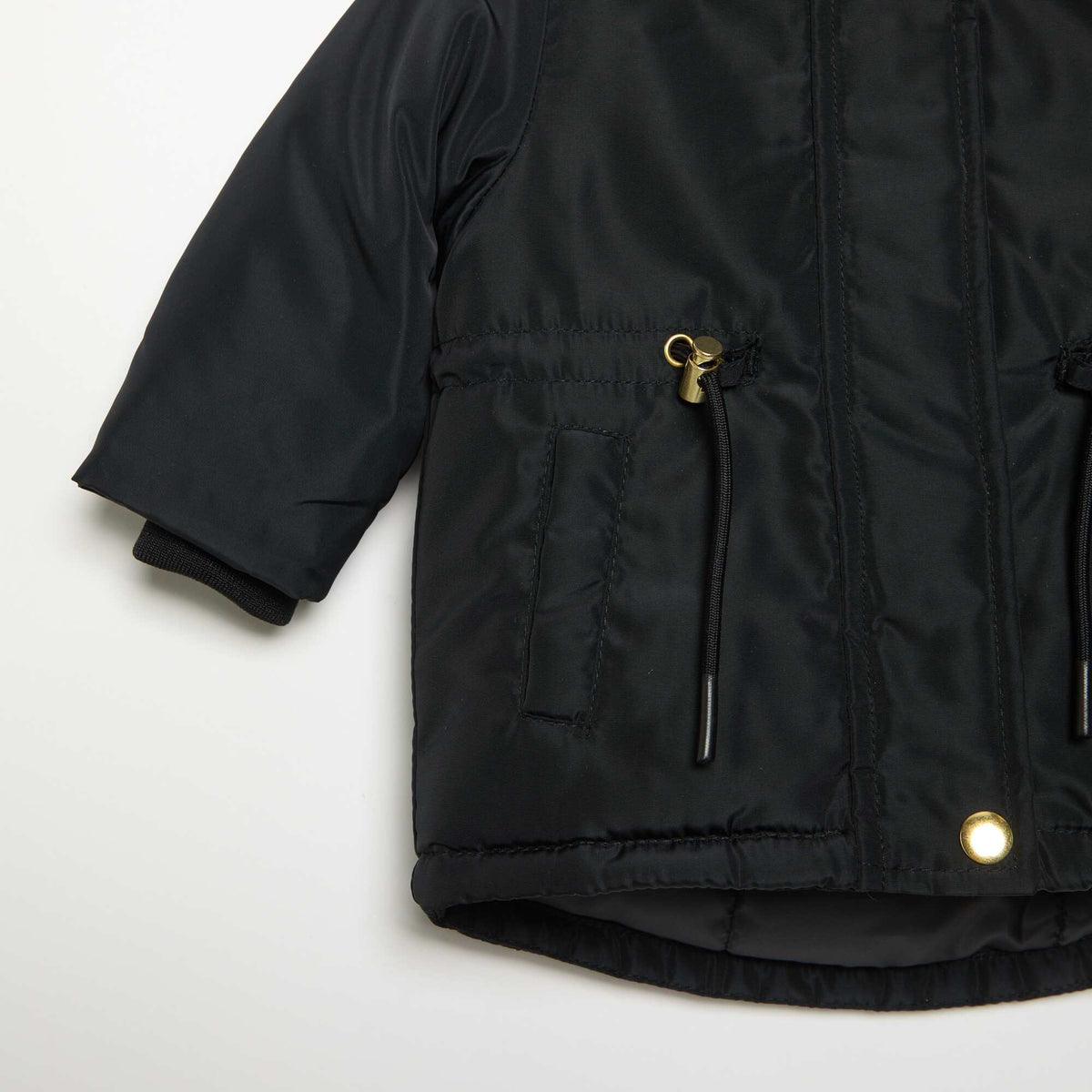 Hooded Parka with Faux Fur Lining BLACK