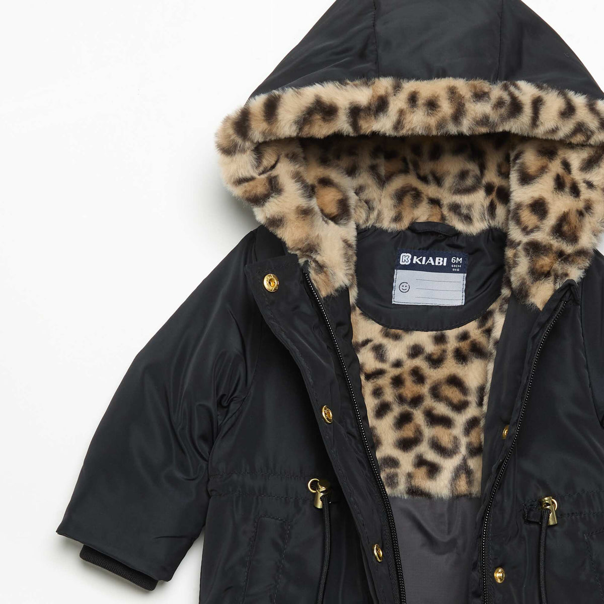 Hooded Parka with Faux Fur Lining BLACK