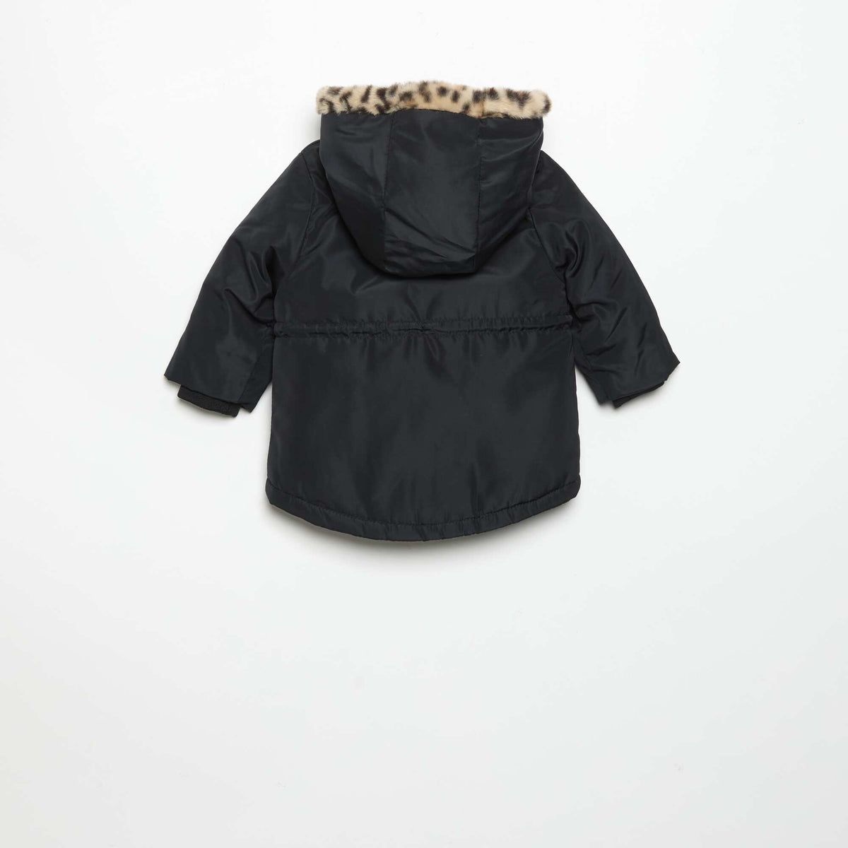 Hooded Parka with Faux Fur Lining BLACK