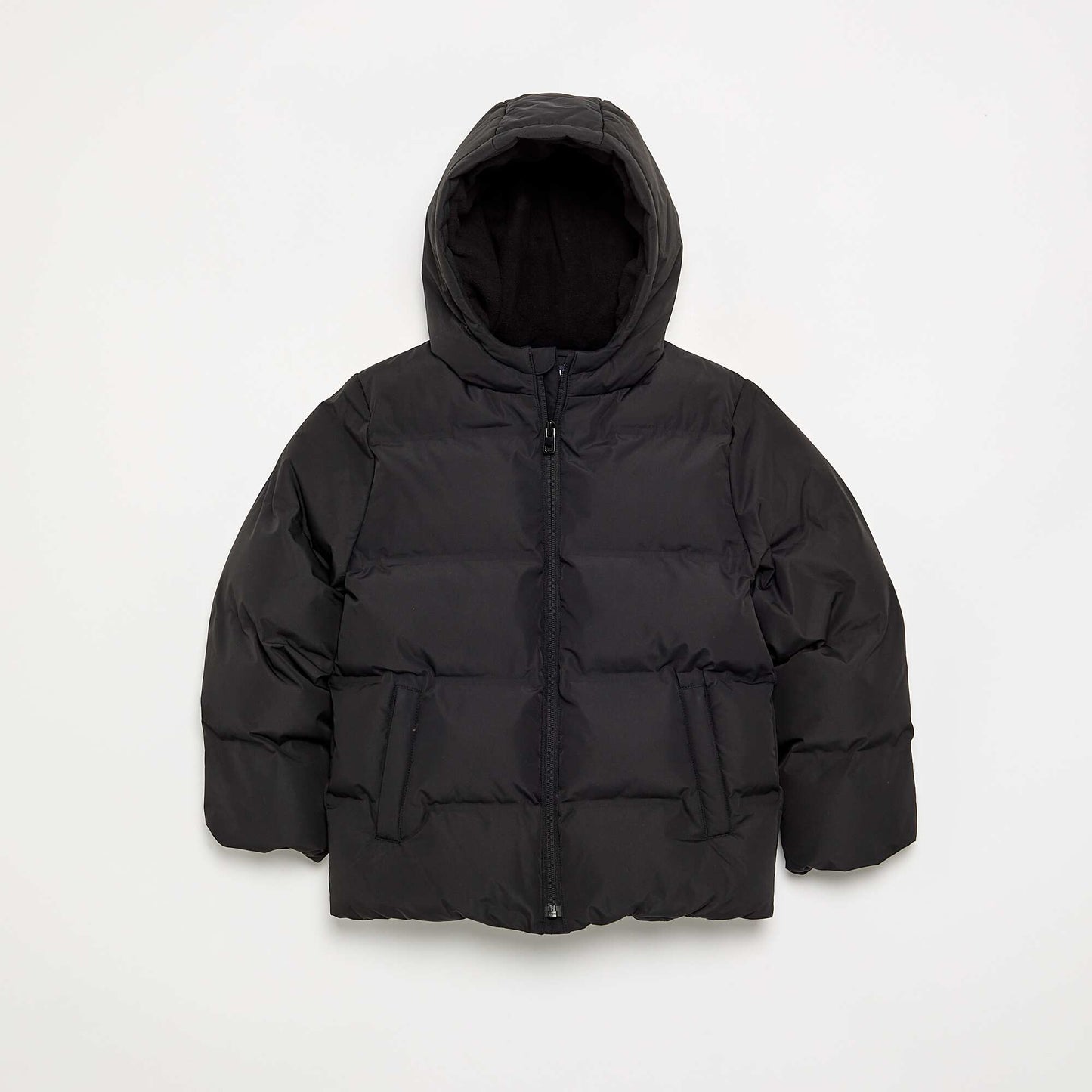 Hooded Quilted Puffer Jacket BLACK