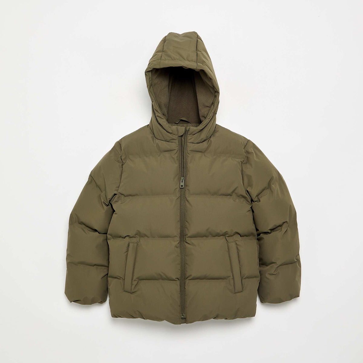 Hooded Quilted Puffer Jacket KHAKI
