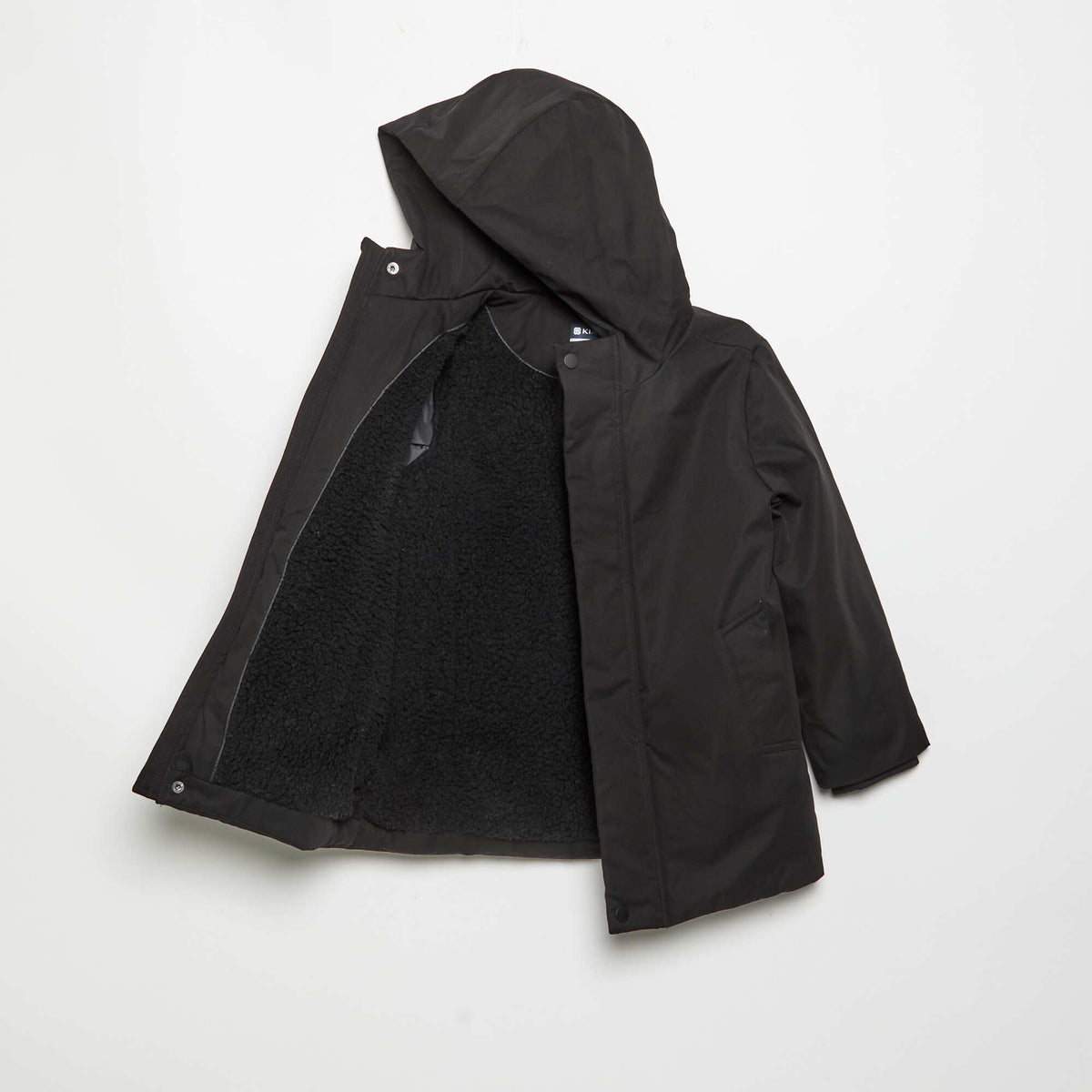 Lined hooded parka BLACK