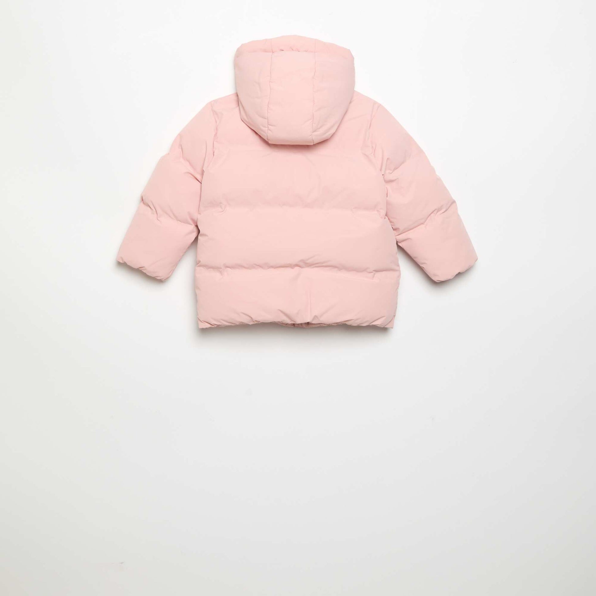 Printed Quilted Hooded Puffer Jacket PINK