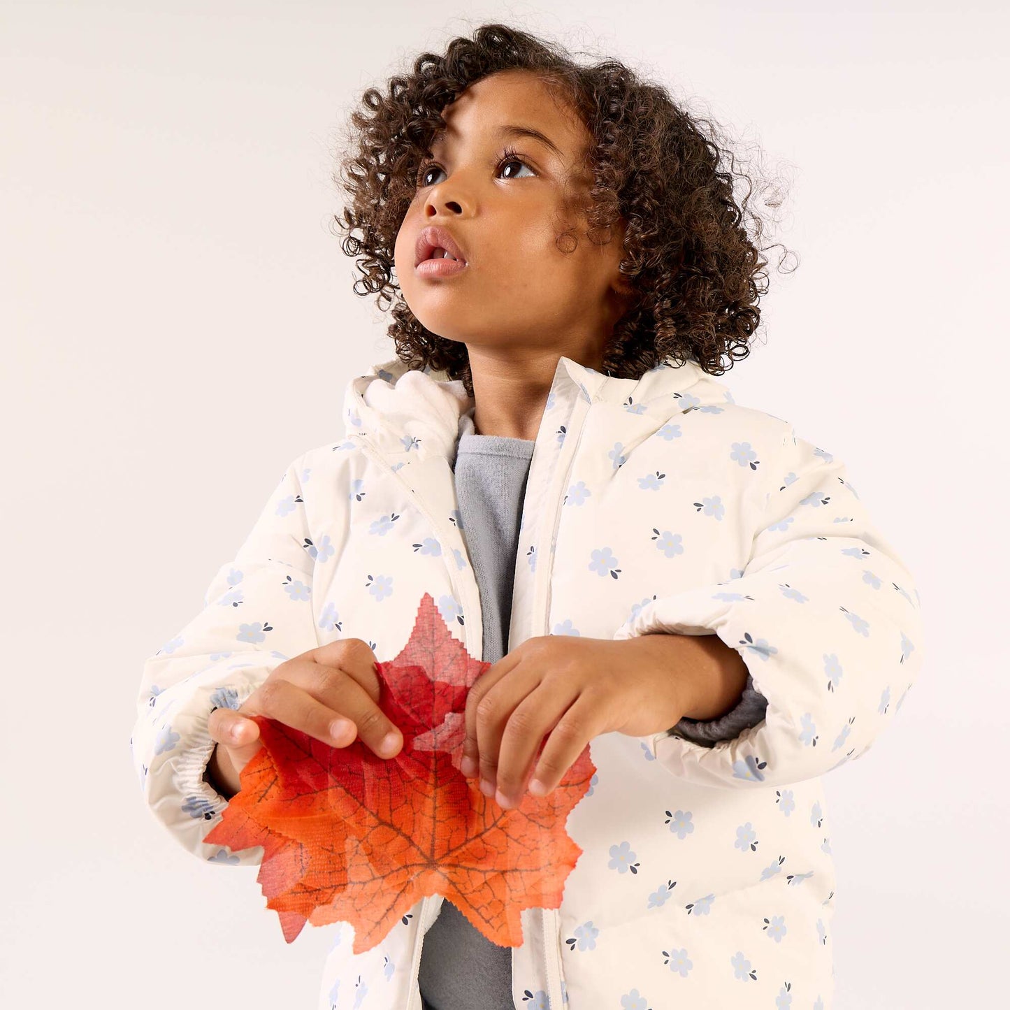 Printed Hooded Padded Puffer Jacket BLUE