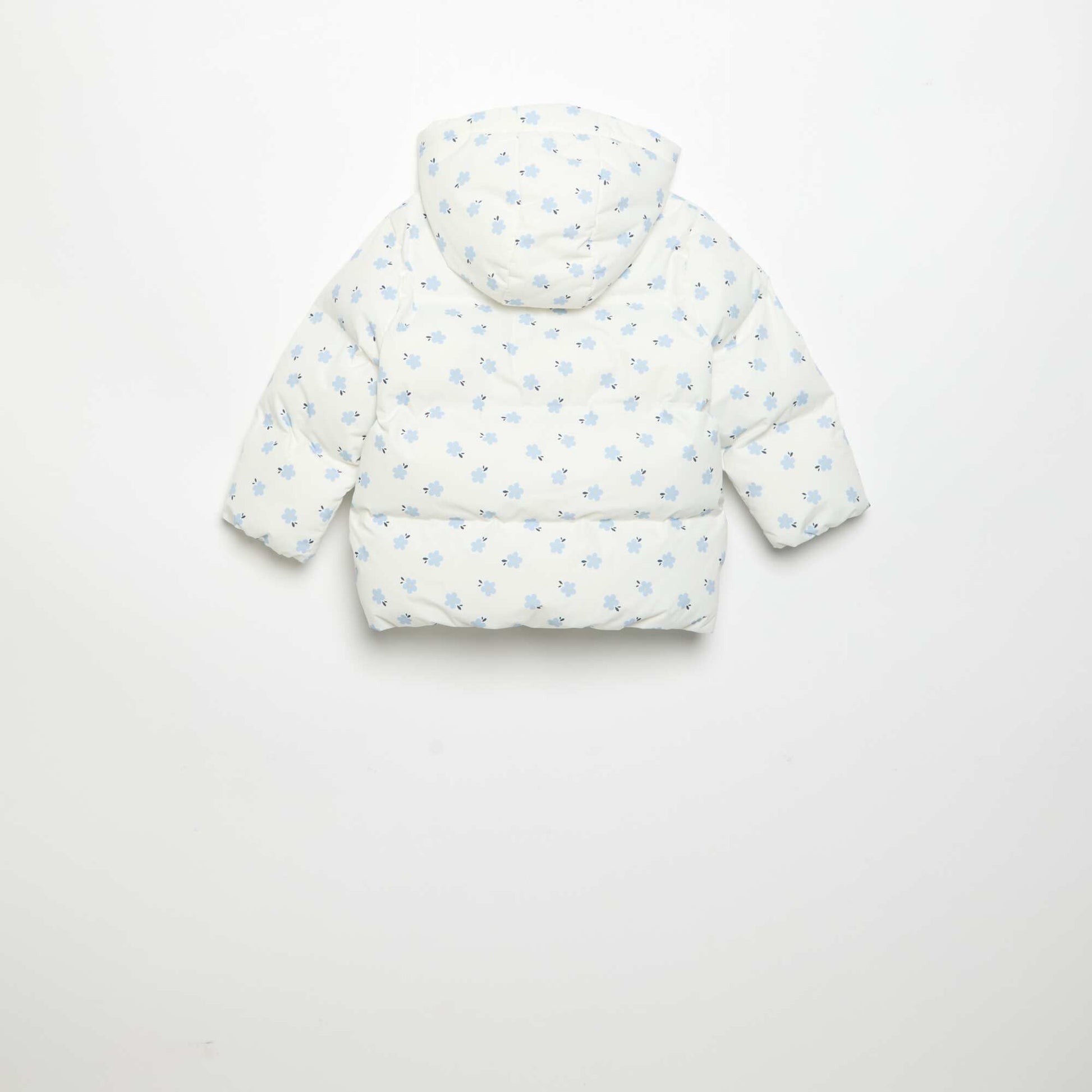 Printed Hooded Padded Puffer Jacket BLUE