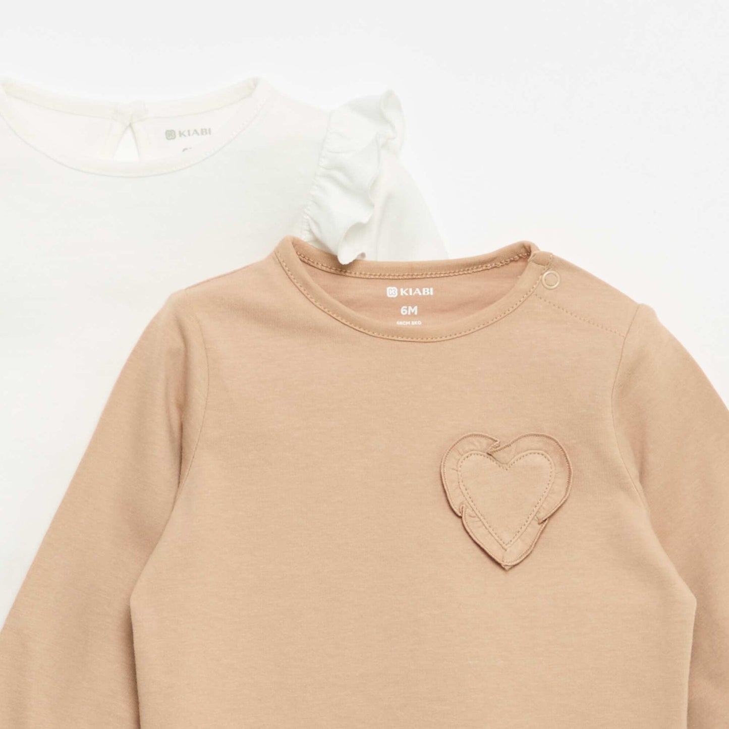 Set of 2 long-sleeved cotton jersey t-shirts WHITE