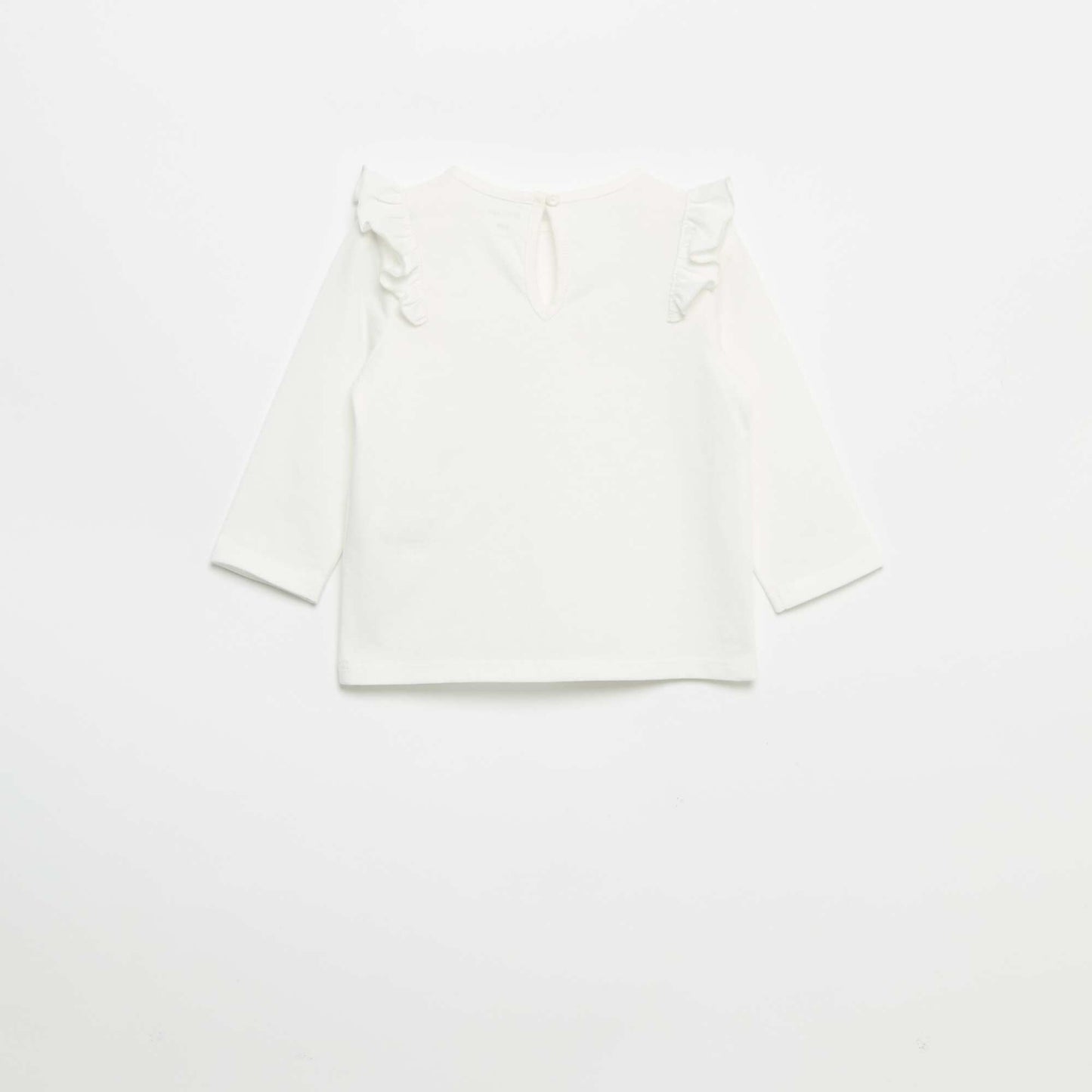 Set of 2 long-sleeved cotton jersey t-shirts WHITE