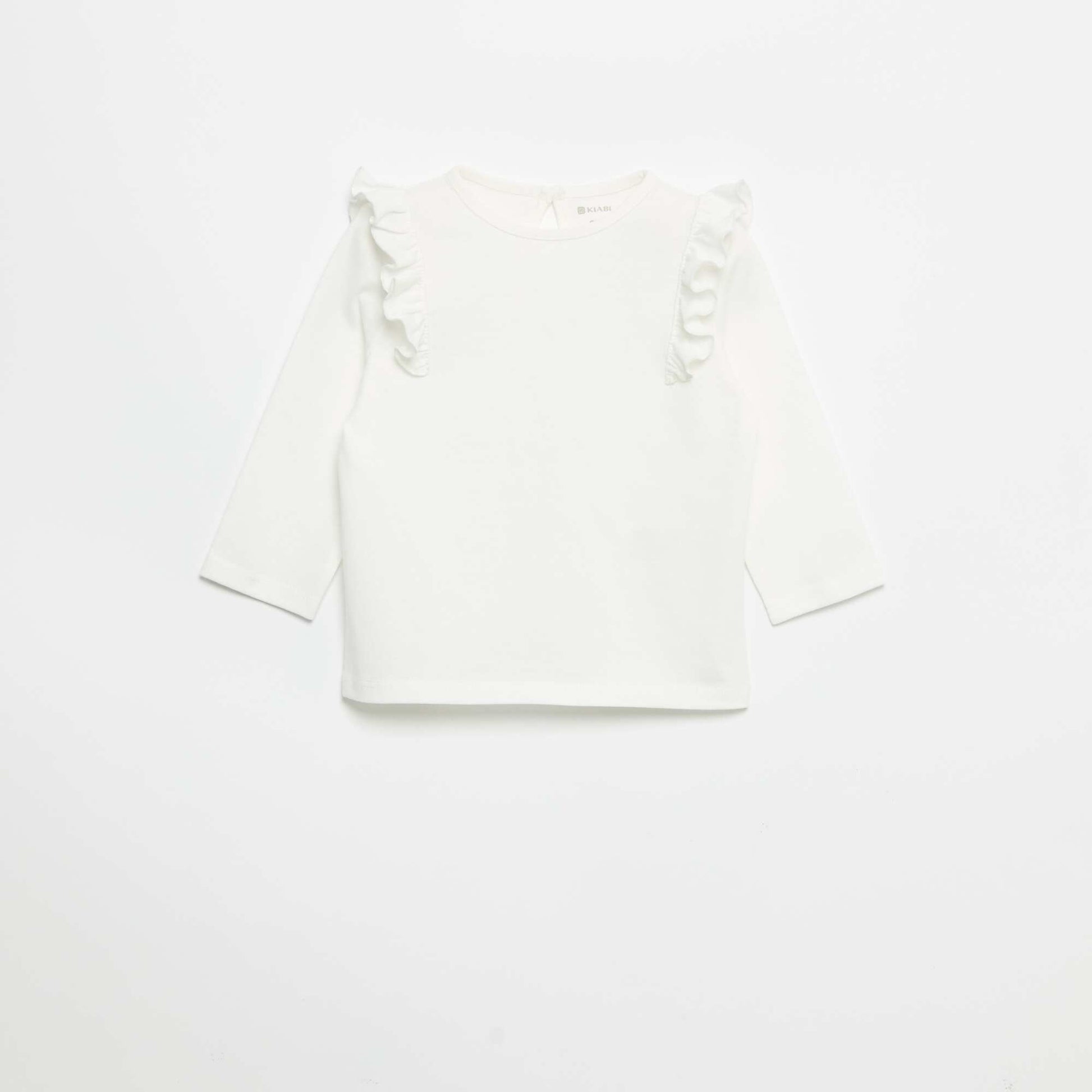 Set of 2 long-sleeved cotton jersey t-shirts WHITE