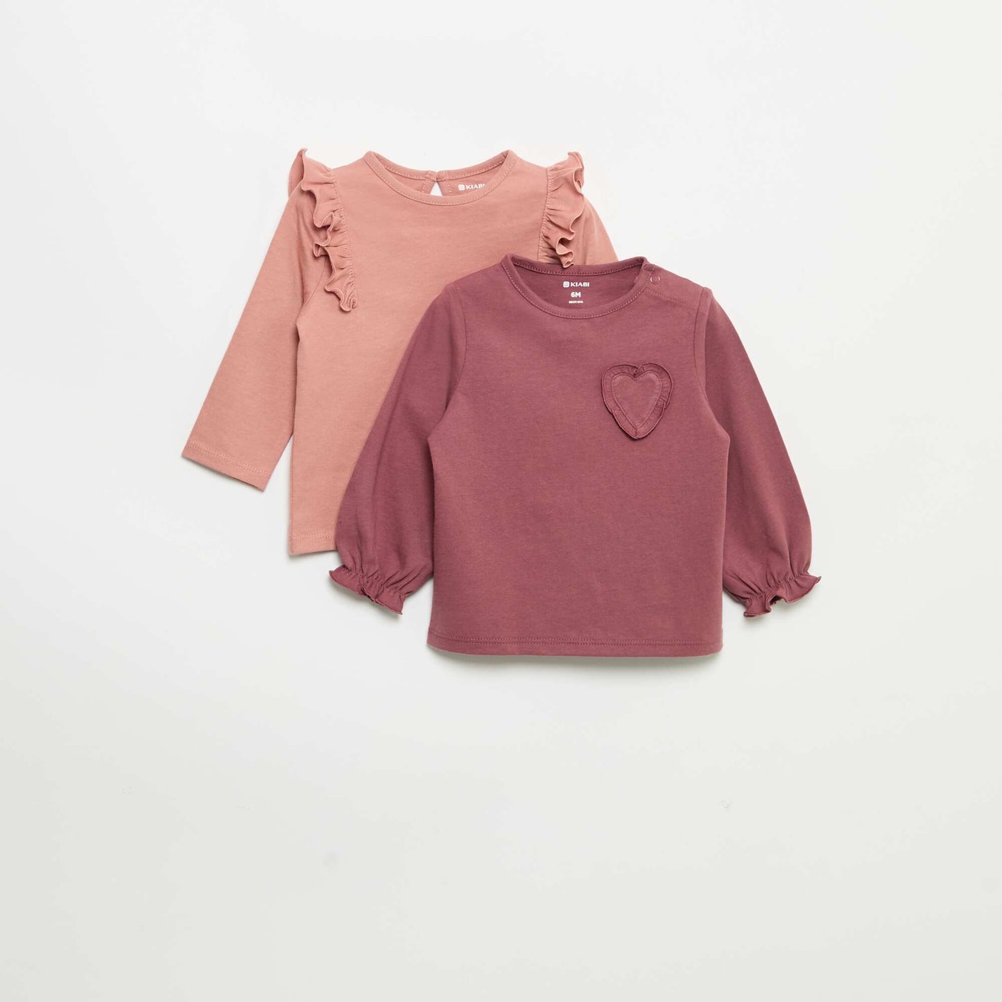 Set of 2 long-sleeved cotton jersey t-shirts PINK