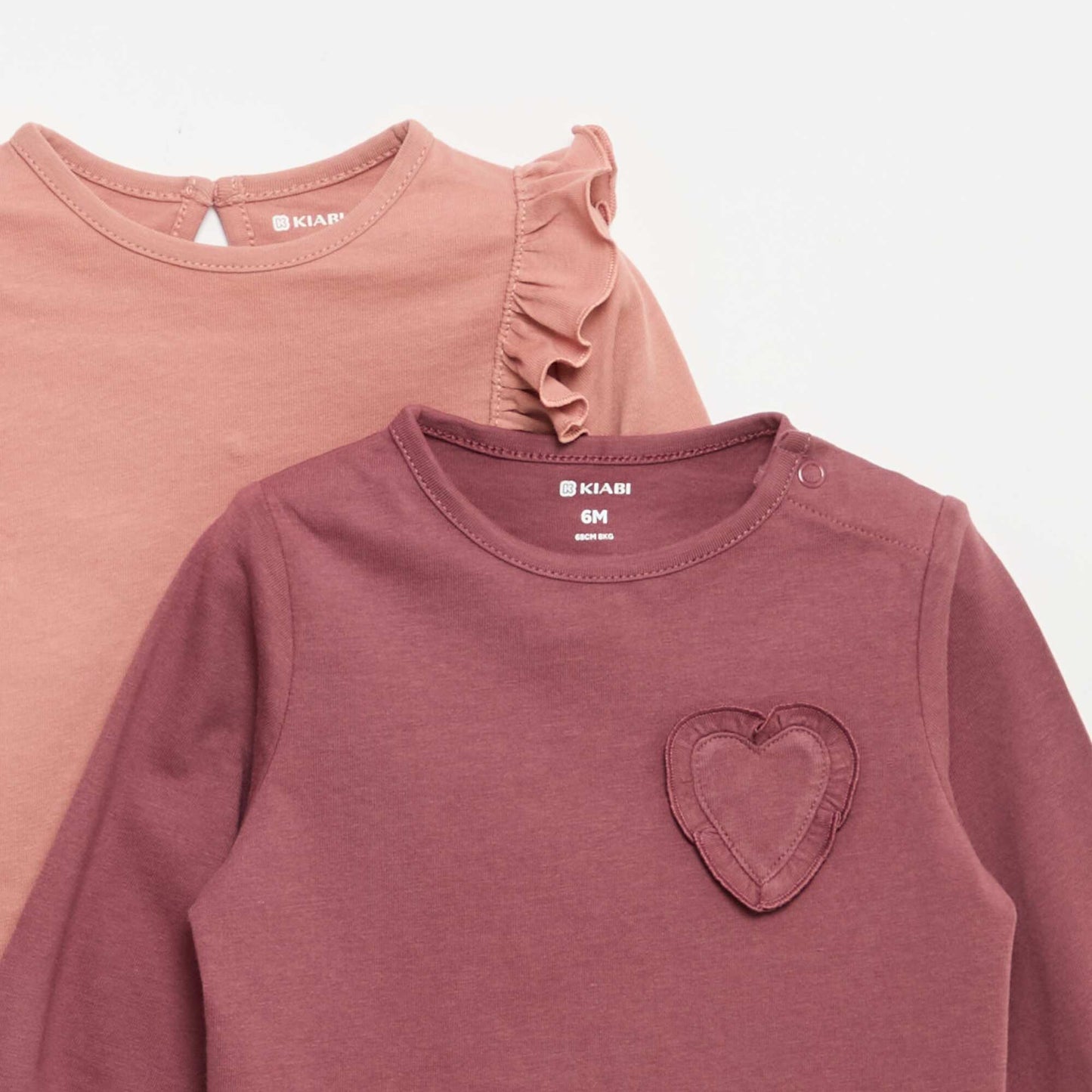 Set of 2 long-sleeved cotton jersey t-shirts PINK