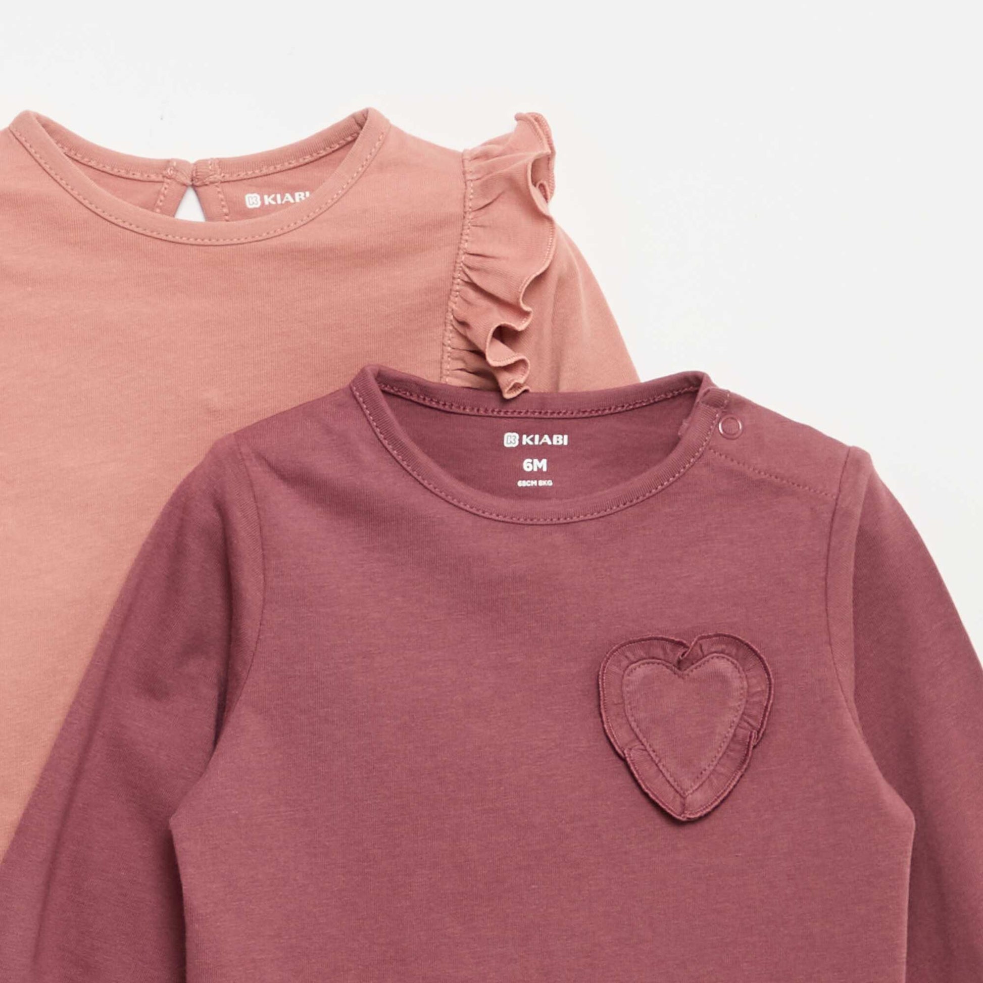 Set of 2 long-sleeved cotton jersey t-shirts PINK