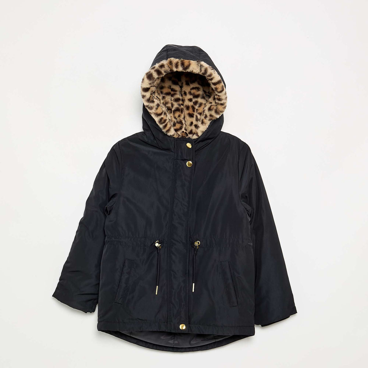 Soft Hooded Faux Fur Parka BLACK