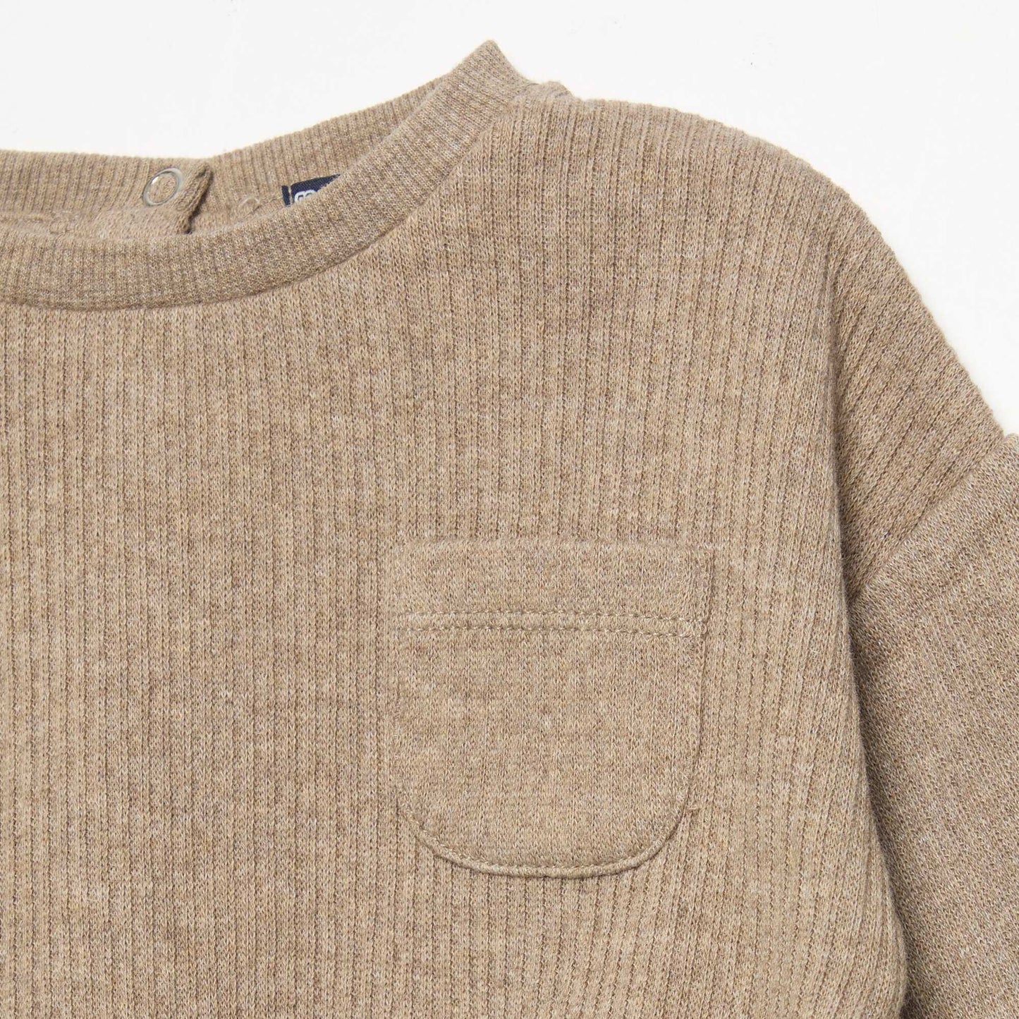 2-Piece Ribbed Knit Set - Sweatshirt and Trousers BEIGE