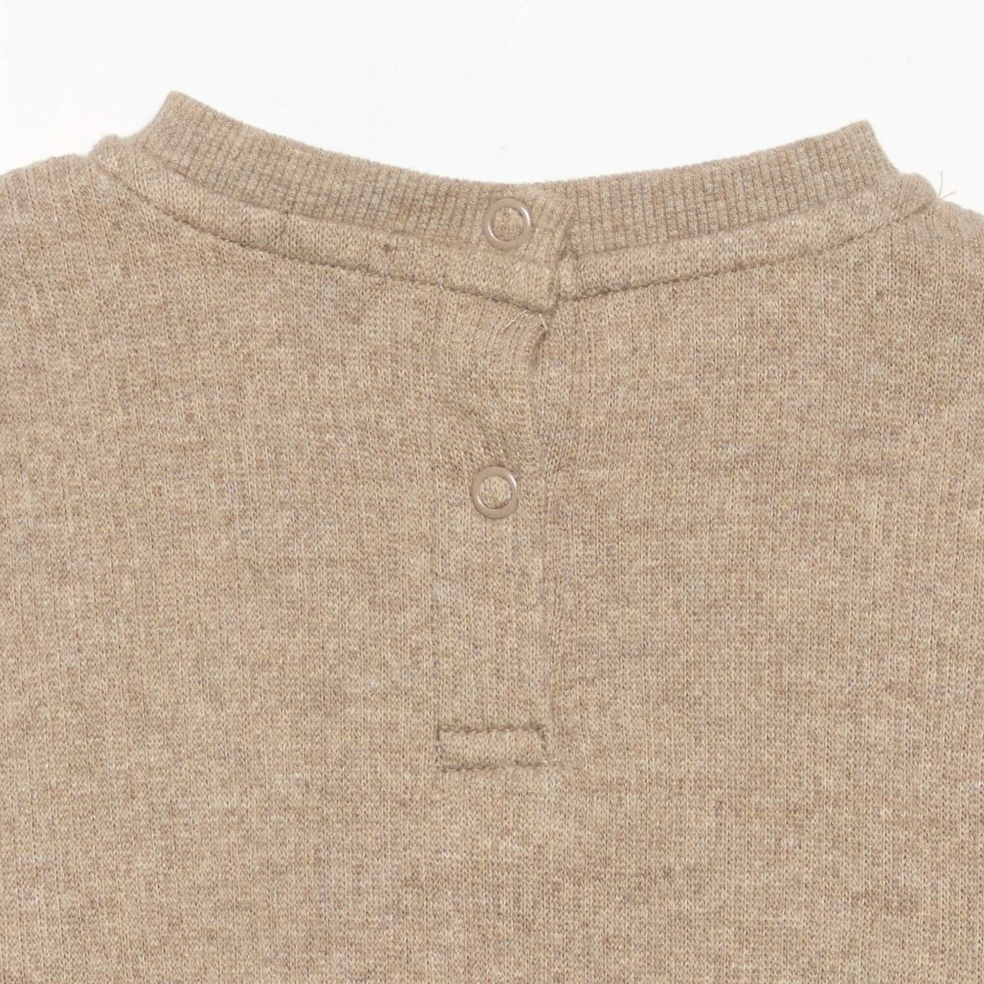 2-Piece Ribbed Knit Set - Sweatshirt and Trousers BEIGE
