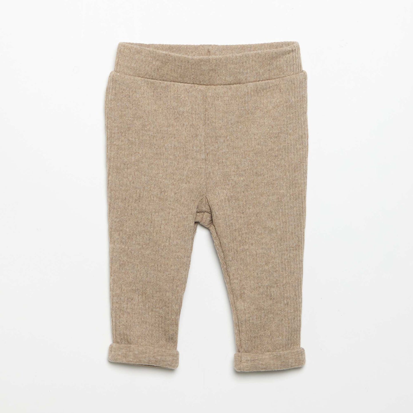 2-Piece Ribbed Knit Set - Sweatshirt and Trousers BEIGE