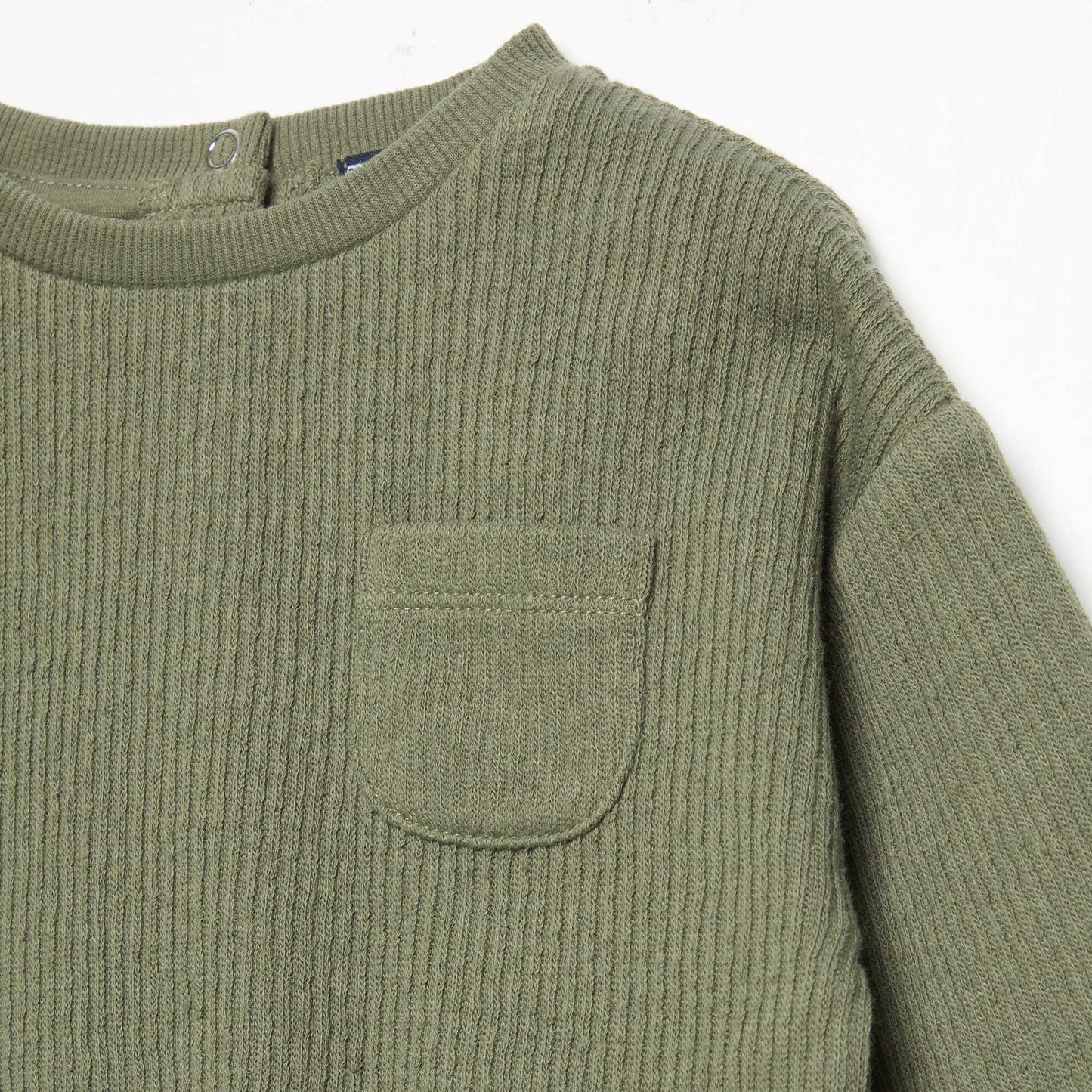 2-Piece Ribbed Knit Set - Sweatshirt and Trousers GREEN