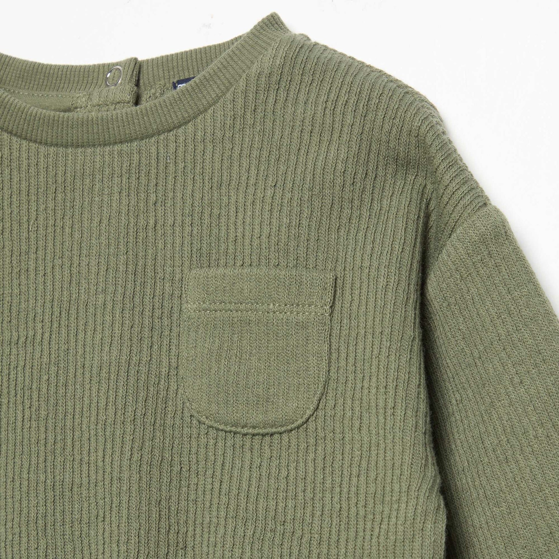 2-Piece Ribbed Knit Set - Sweatshirt and Trousers GREEN