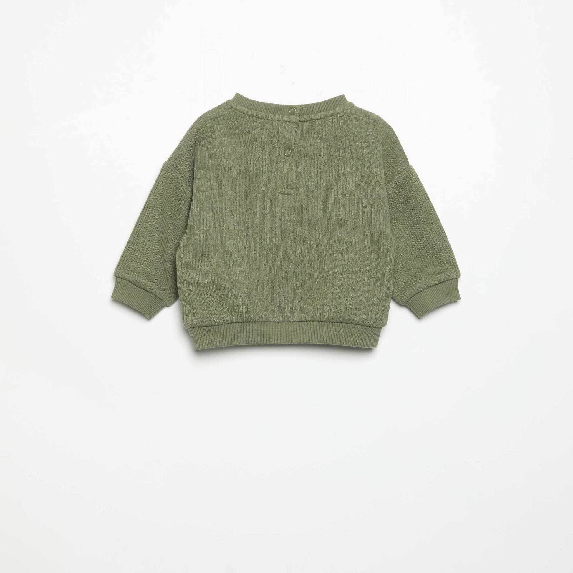 2-Piece Ribbed Knit Set - Sweatshirt and Trousers GREEN