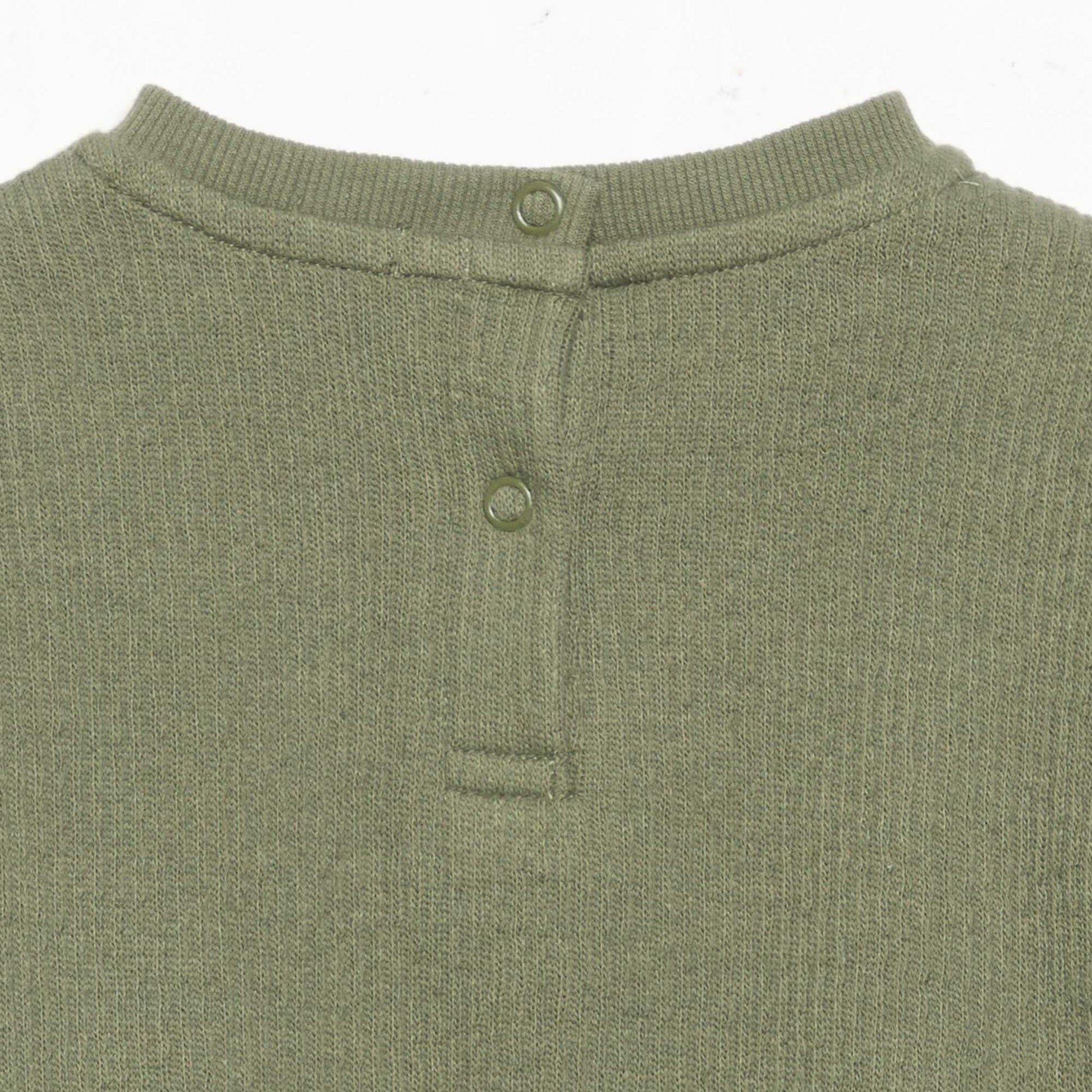 2-Piece Ribbed Knit Set - Sweatshirt and Trousers GREEN