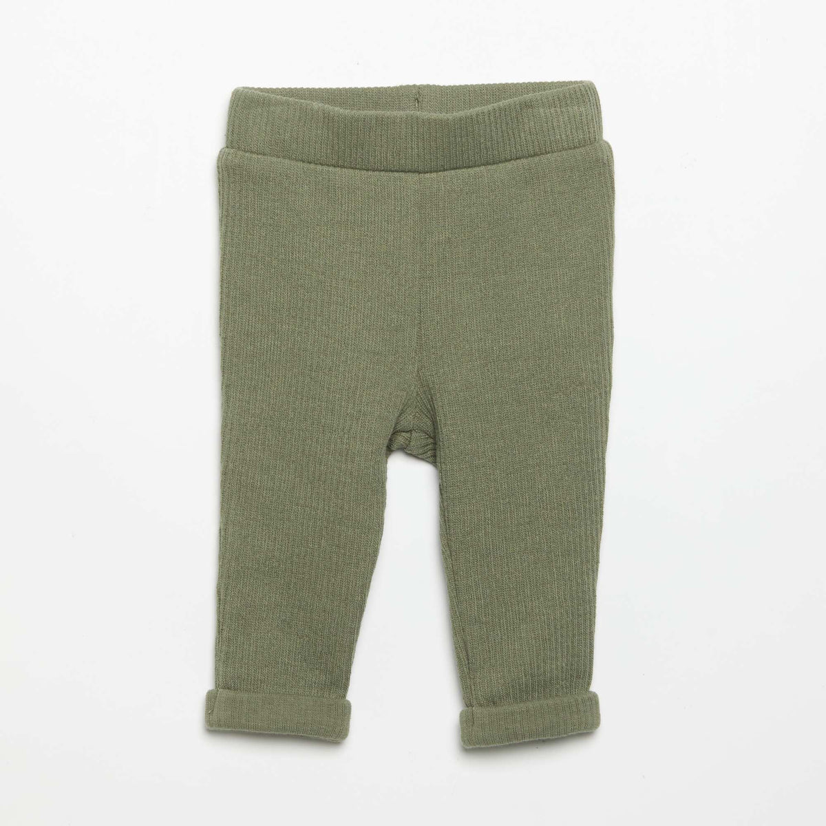 2-Piece Ribbed Knit Set - Sweatshirt and Trousers GREEN