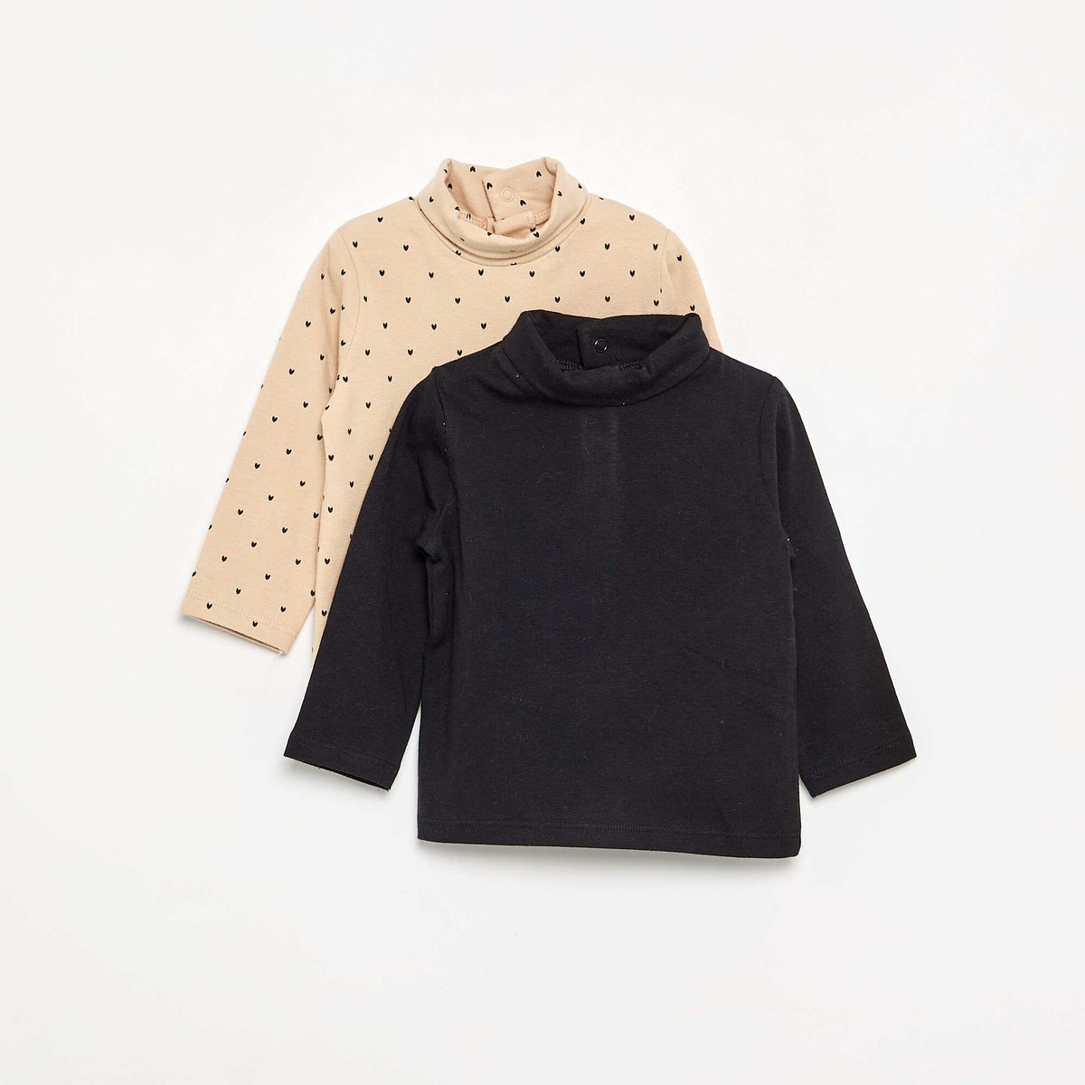 Pack of 2 Roll-Neck Tops BEIGE