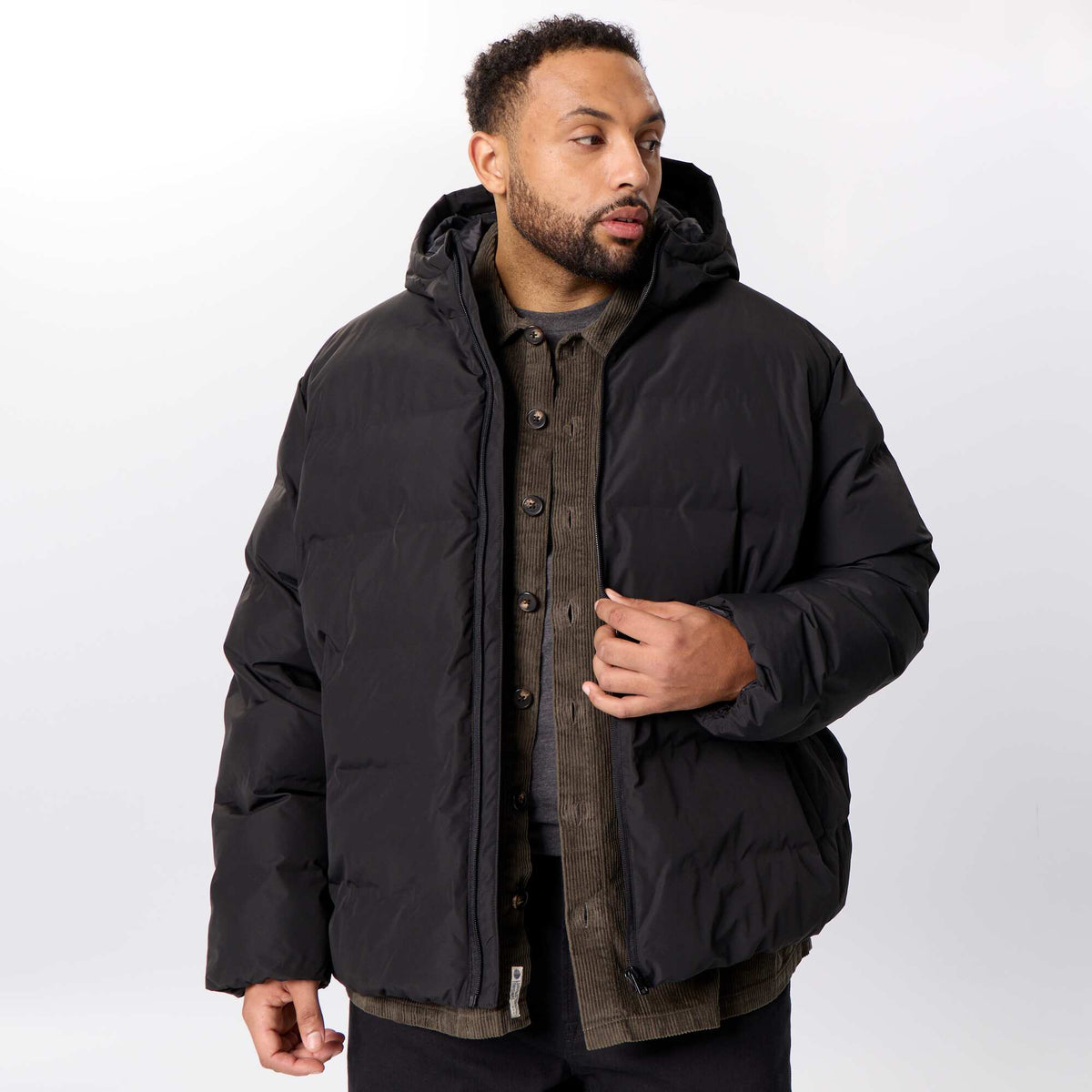 Hooded quilted puffer jacket BLACK
