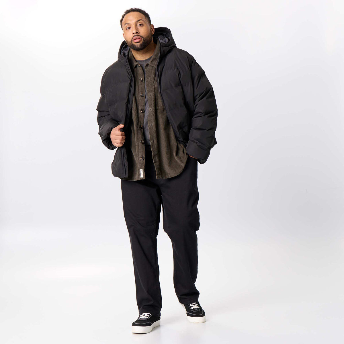 Hooded quilted puffer jacket BLACK