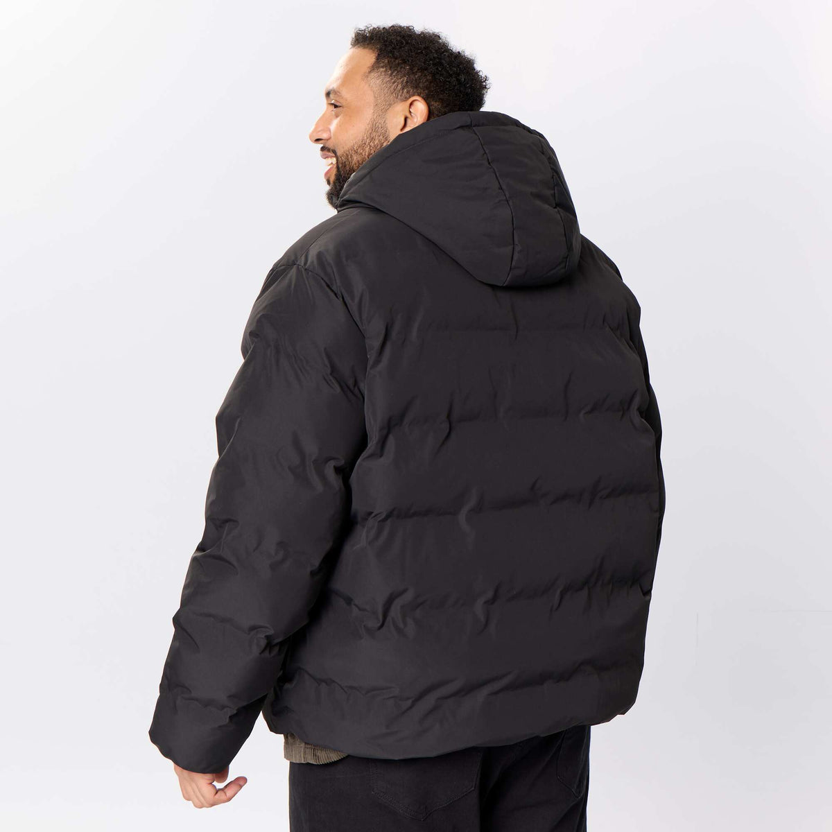 Hooded quilted puffer jacket BLACK