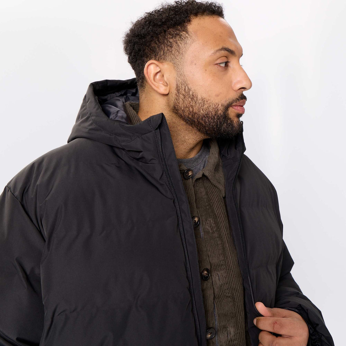 Hooded quilted puffer jacket BLACK