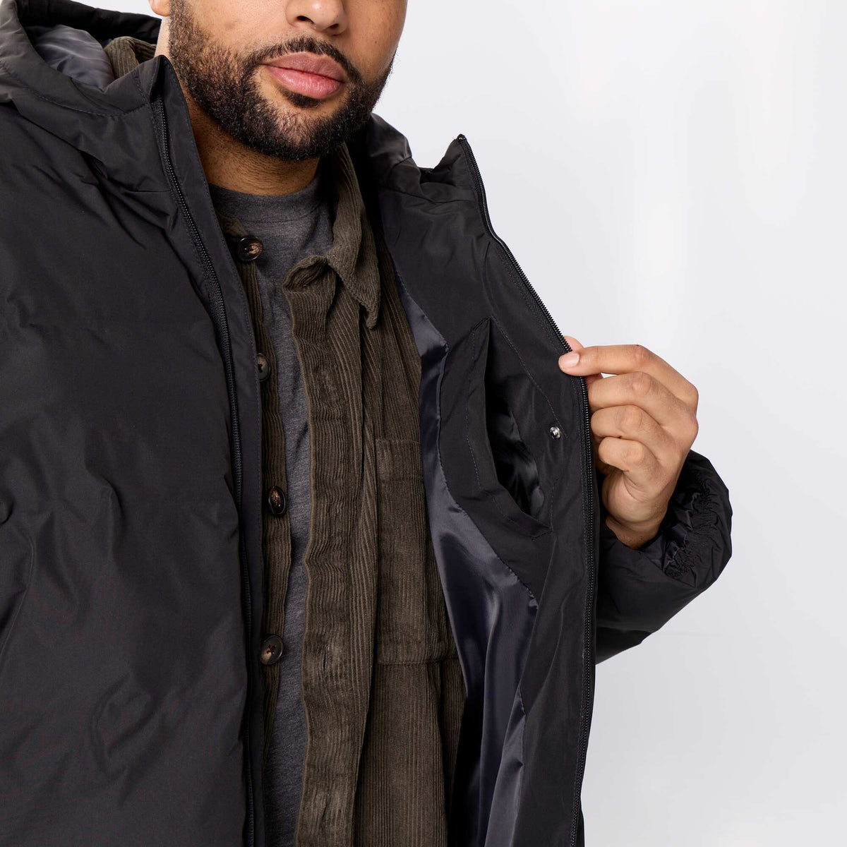 Hooded quilted puffer jacket BLACK