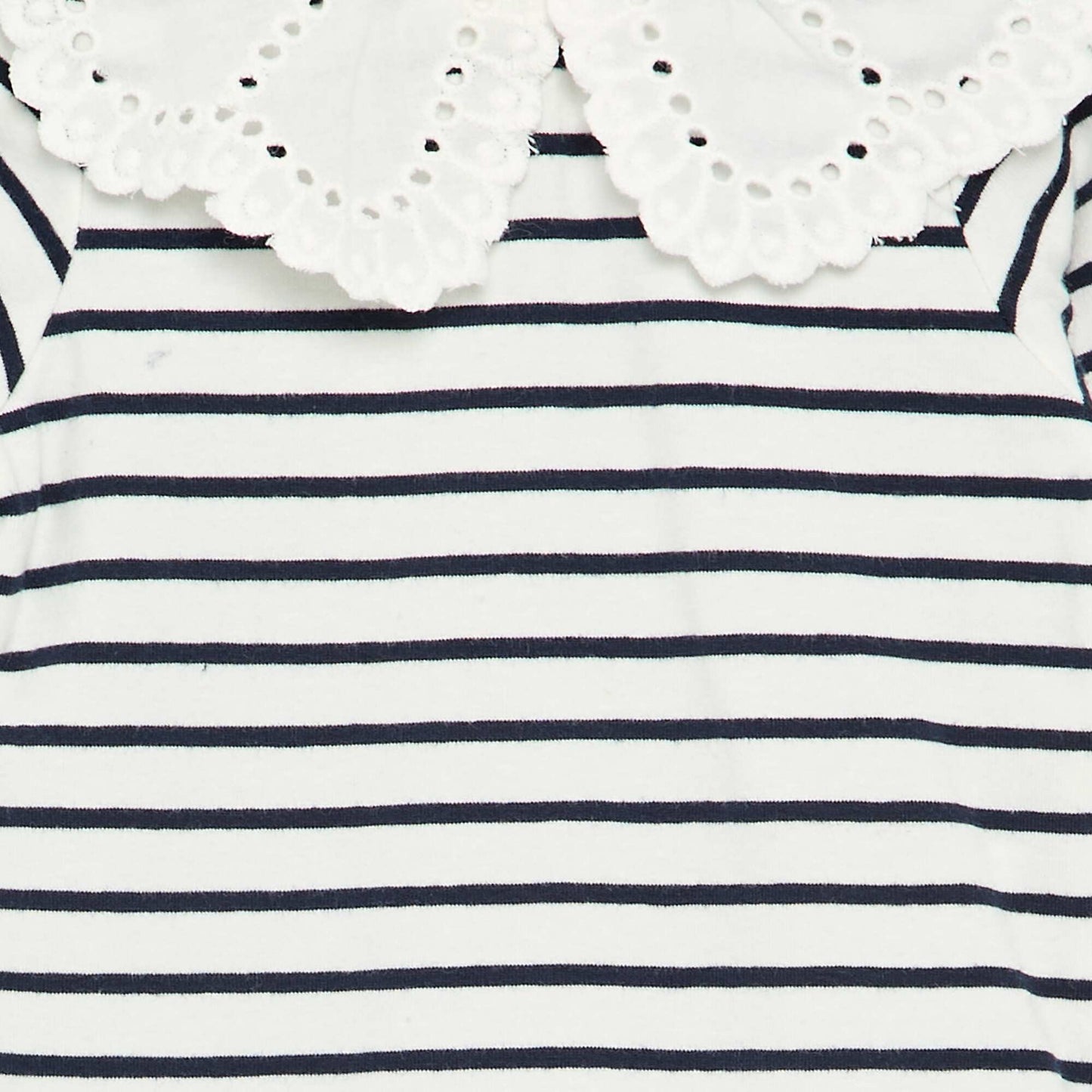 Printed Bodysuit with Broderie Anglaise Peter Pan Collar WHITE