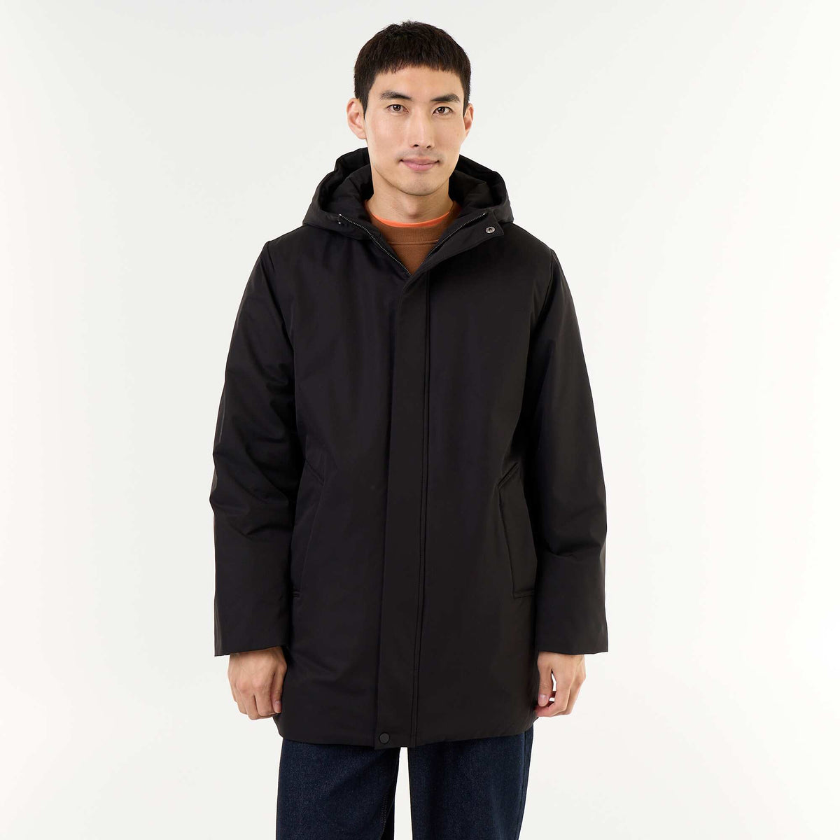 Water-repellent hooded parka BLACK