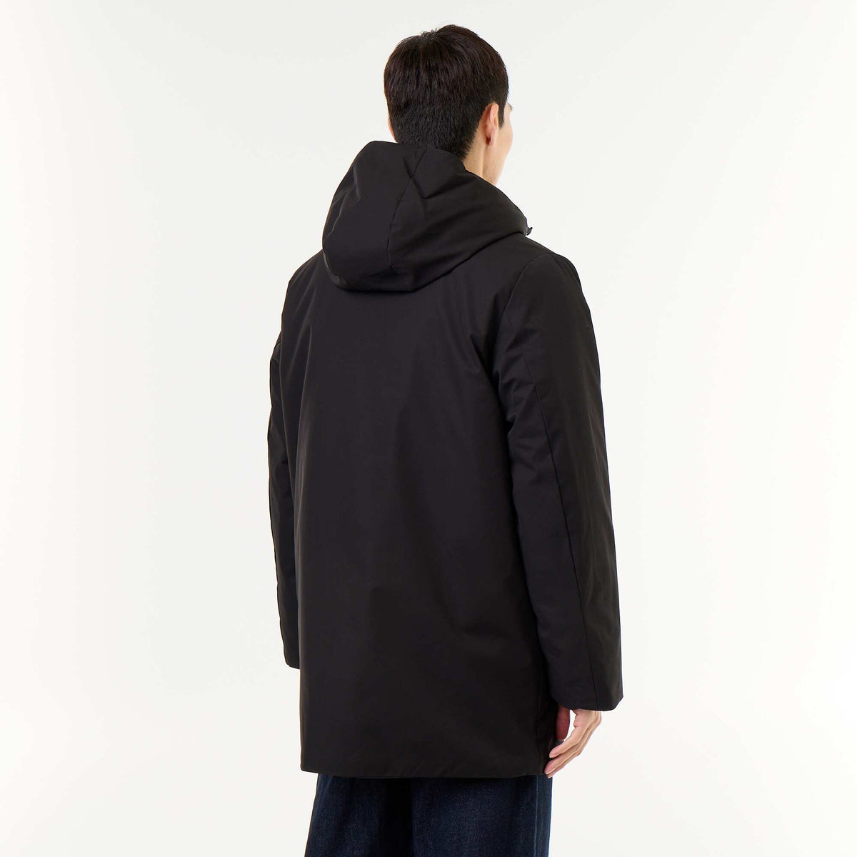 Water-repellent hooded parka BLACK