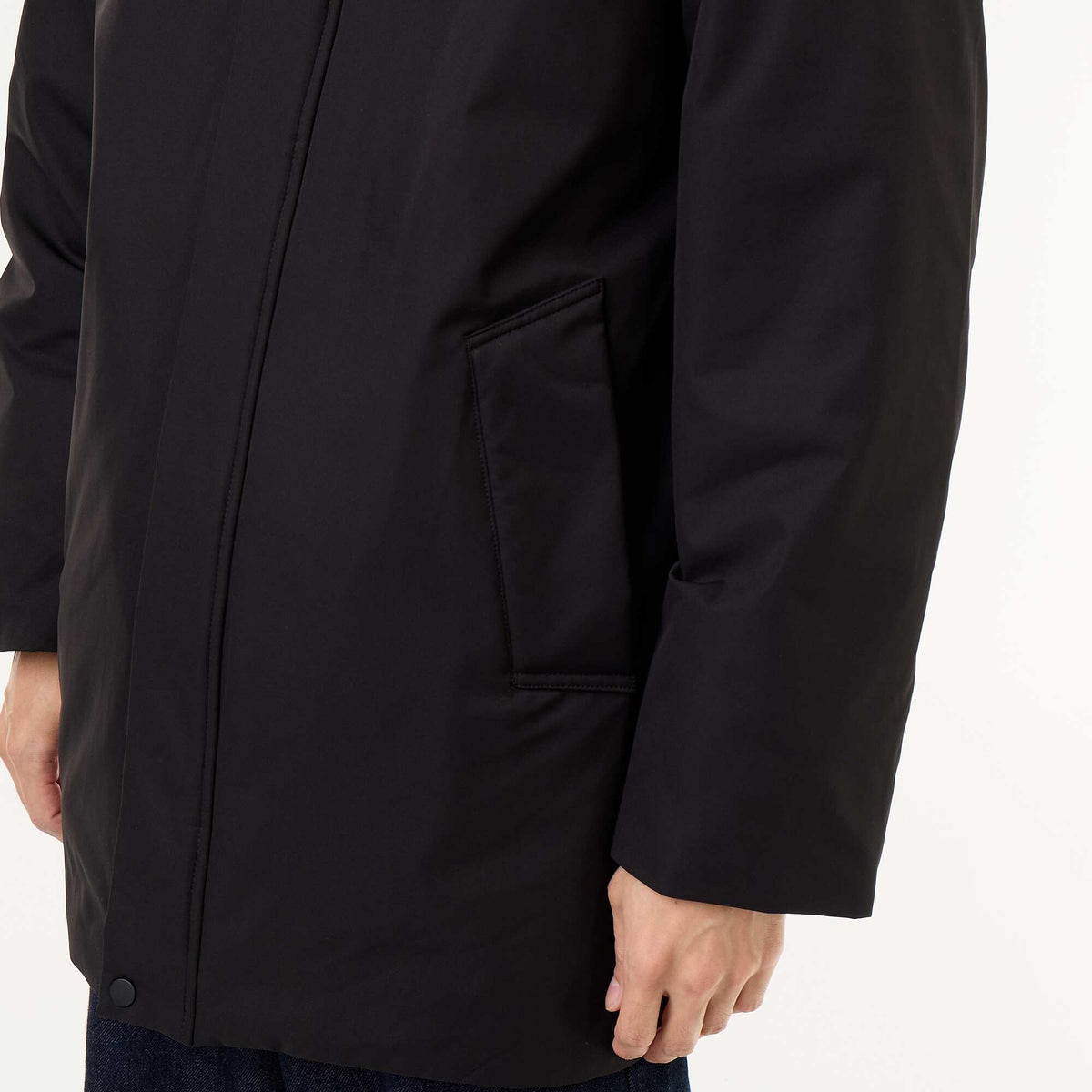 Water-repellent hooded parka BLACK