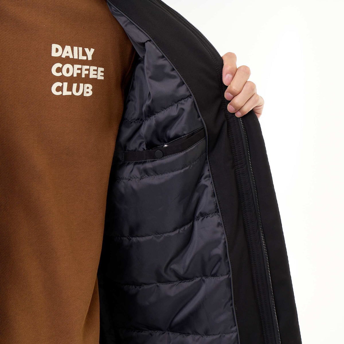 Water-repellent hooded parka BLACK