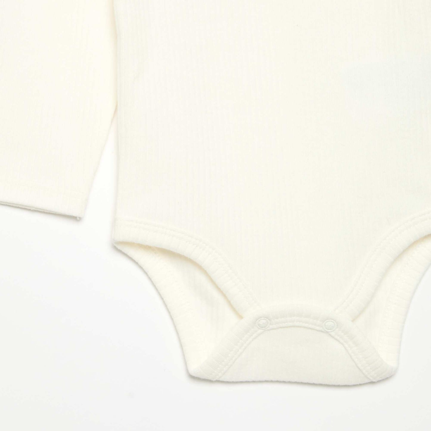 Ribbed Knit Bodysuit with Decorative Collar WHITE
