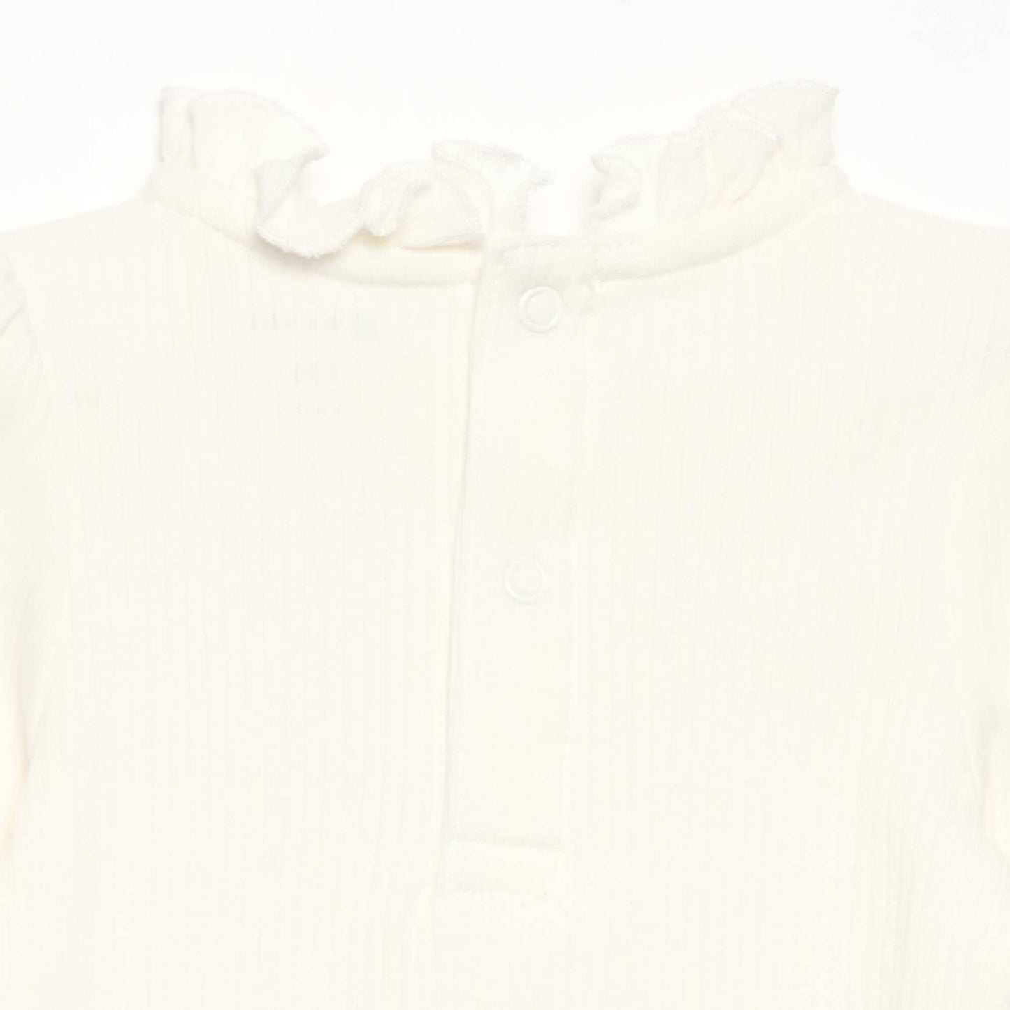 Ribbed Knit Bodysuit with Decorative Collar WHITE