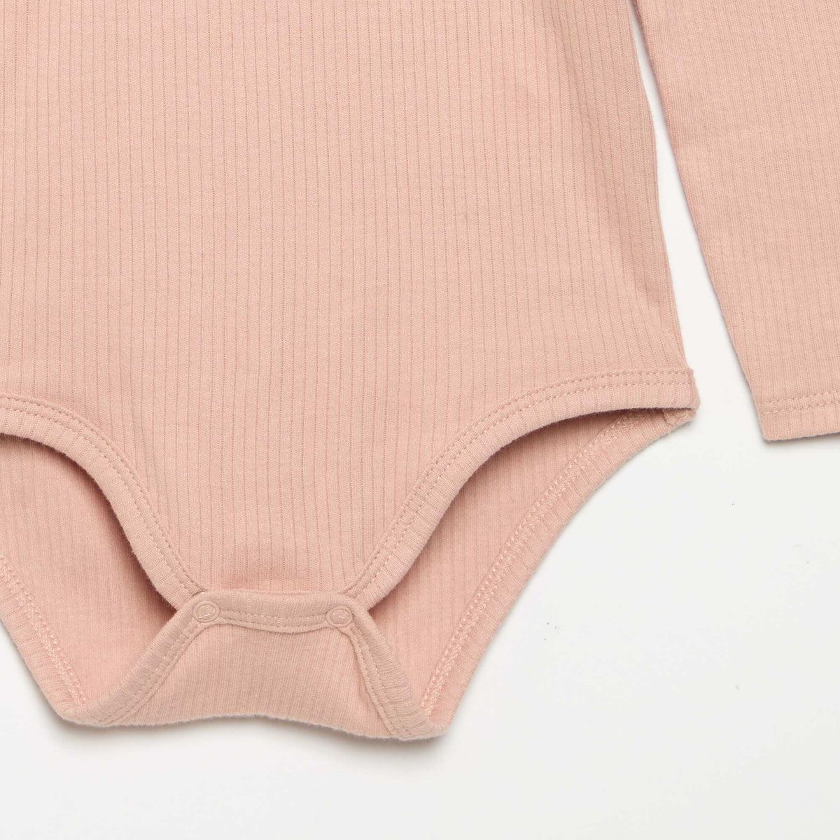 Ribbed Knit Bodysuit with Decorative Collar PINK