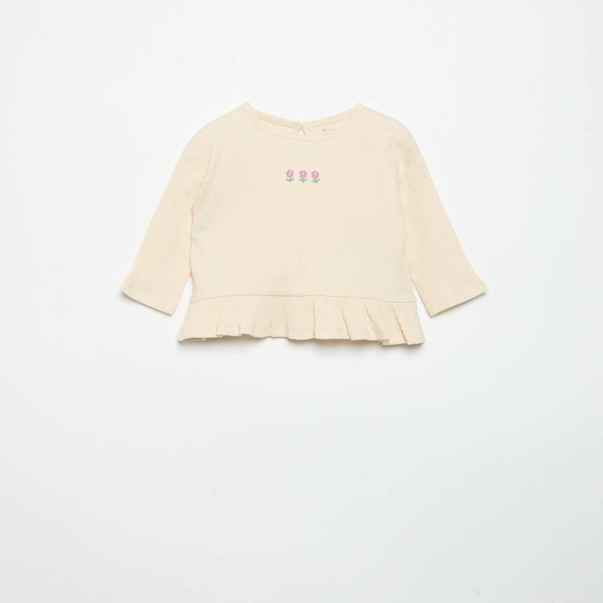 Ribbed long-sleeved T-shirt WHITE